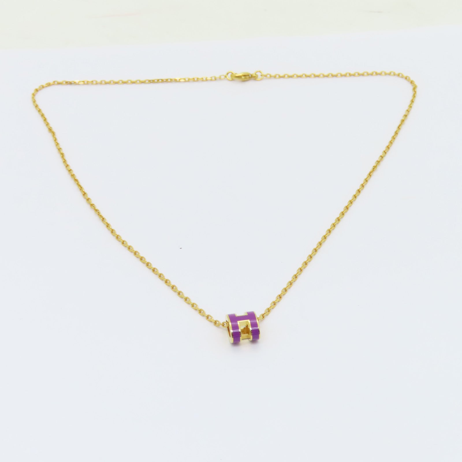 HERMES 金屬Mini Pop H Necklace項鍊紫色/金色
