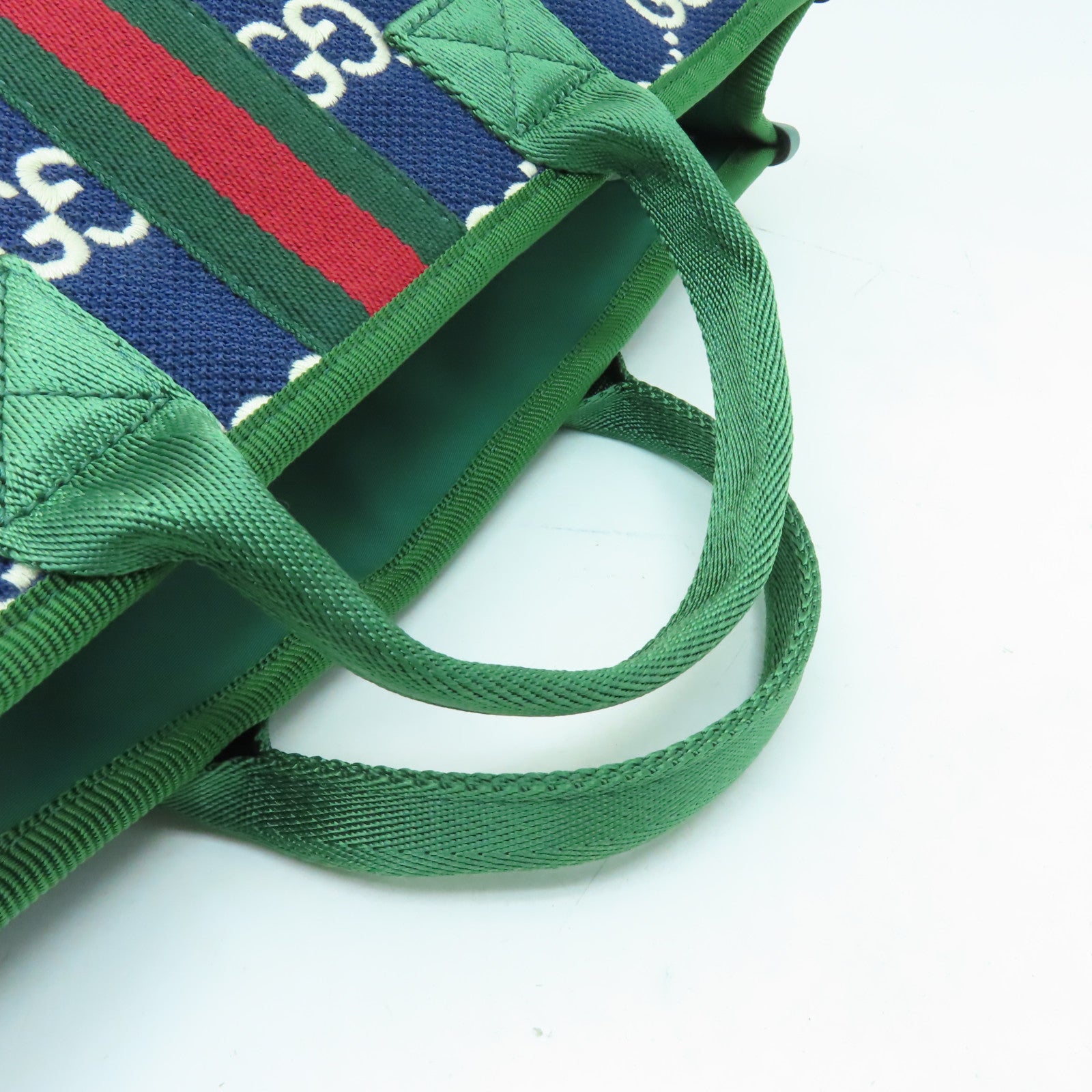 GUCCI 帆布Handbag手挽袋藍色/綠色