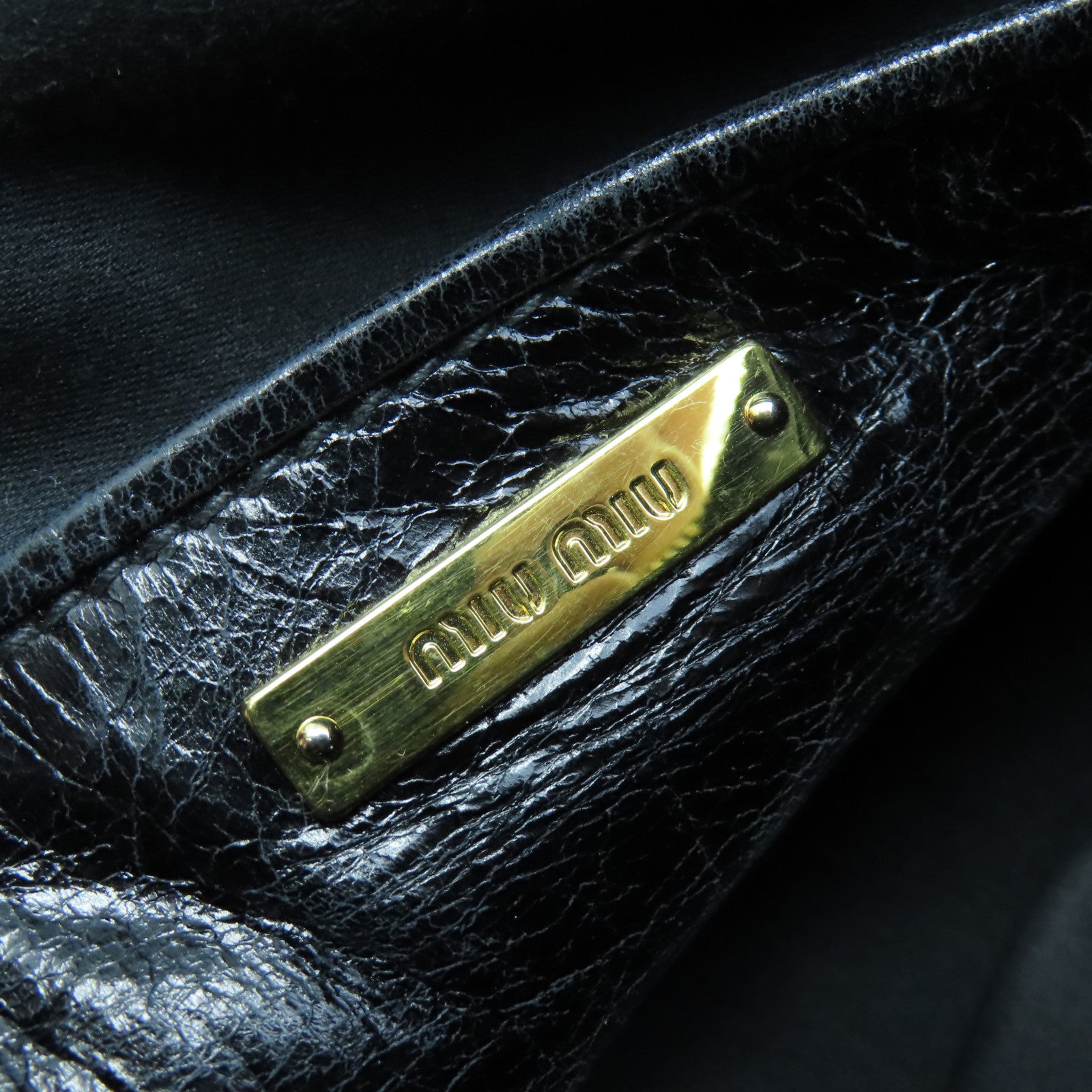 Miu Miu 牛皮皮革2 Way Shoulder金扣手挽肩背兩用袋黑色