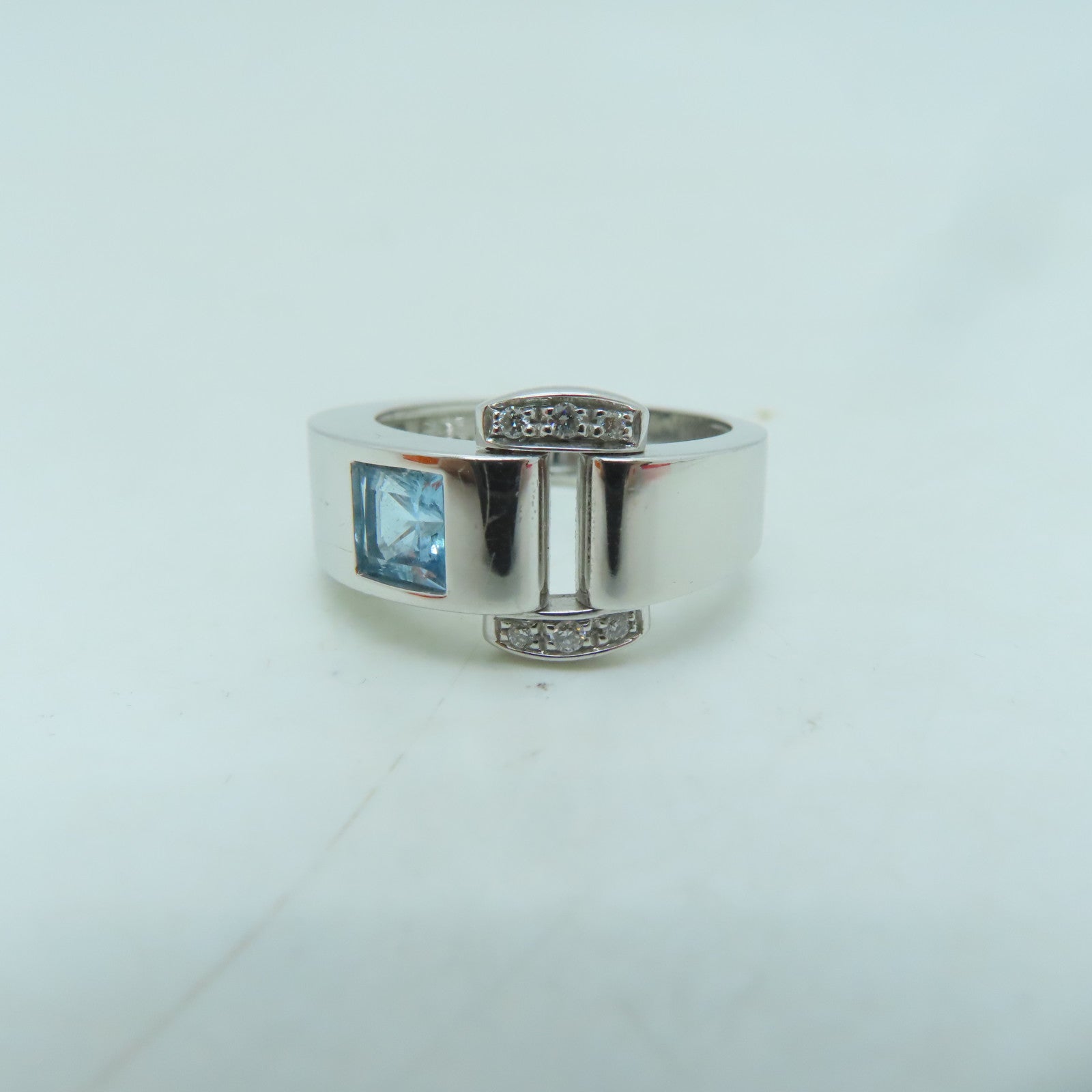 PIAGET 18K白金Miss Protocole戒指銀色/藍色US#6.5
