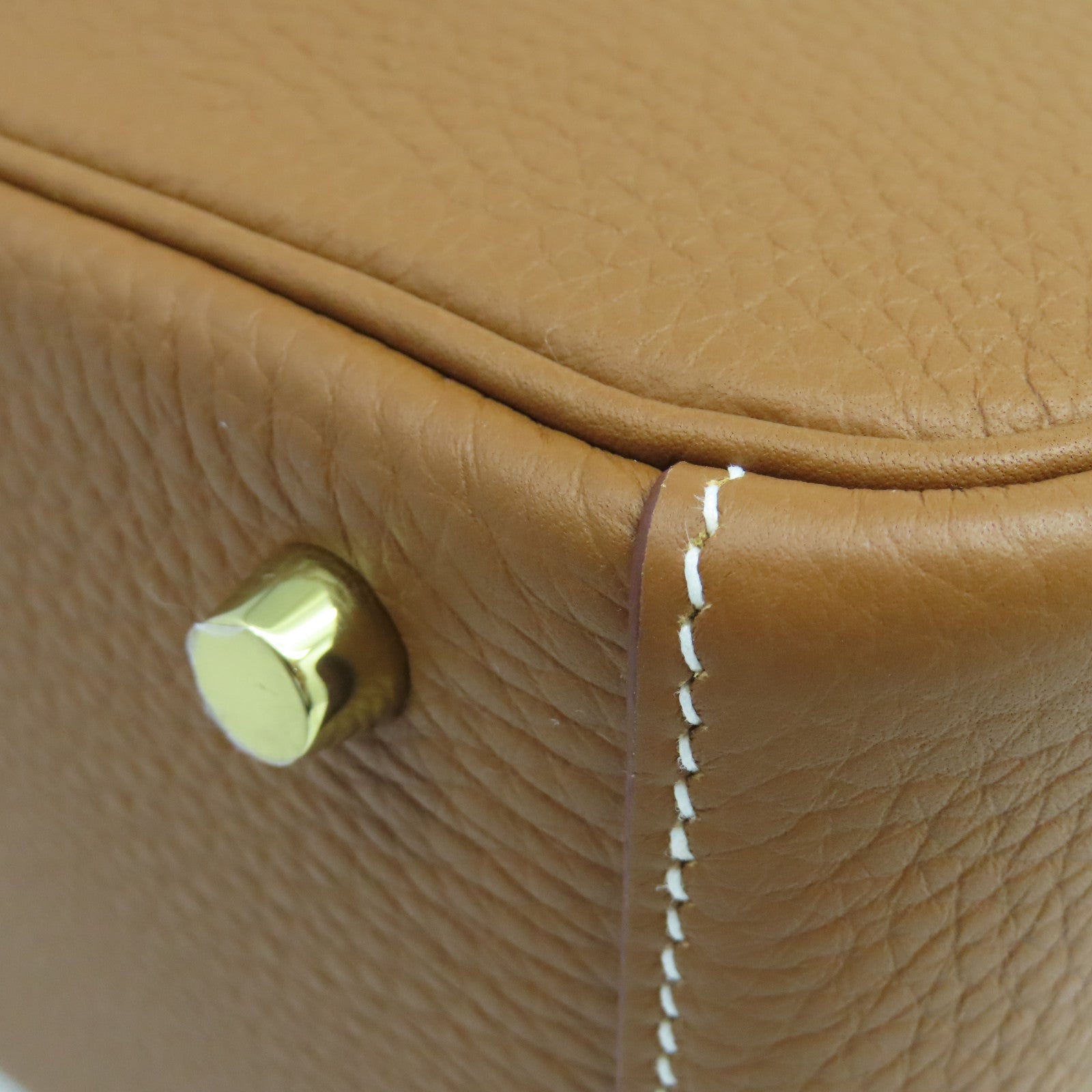 HERMES Taurillon Clemence皮革Lindy 26金扣手挽肩背兩用袋棕色