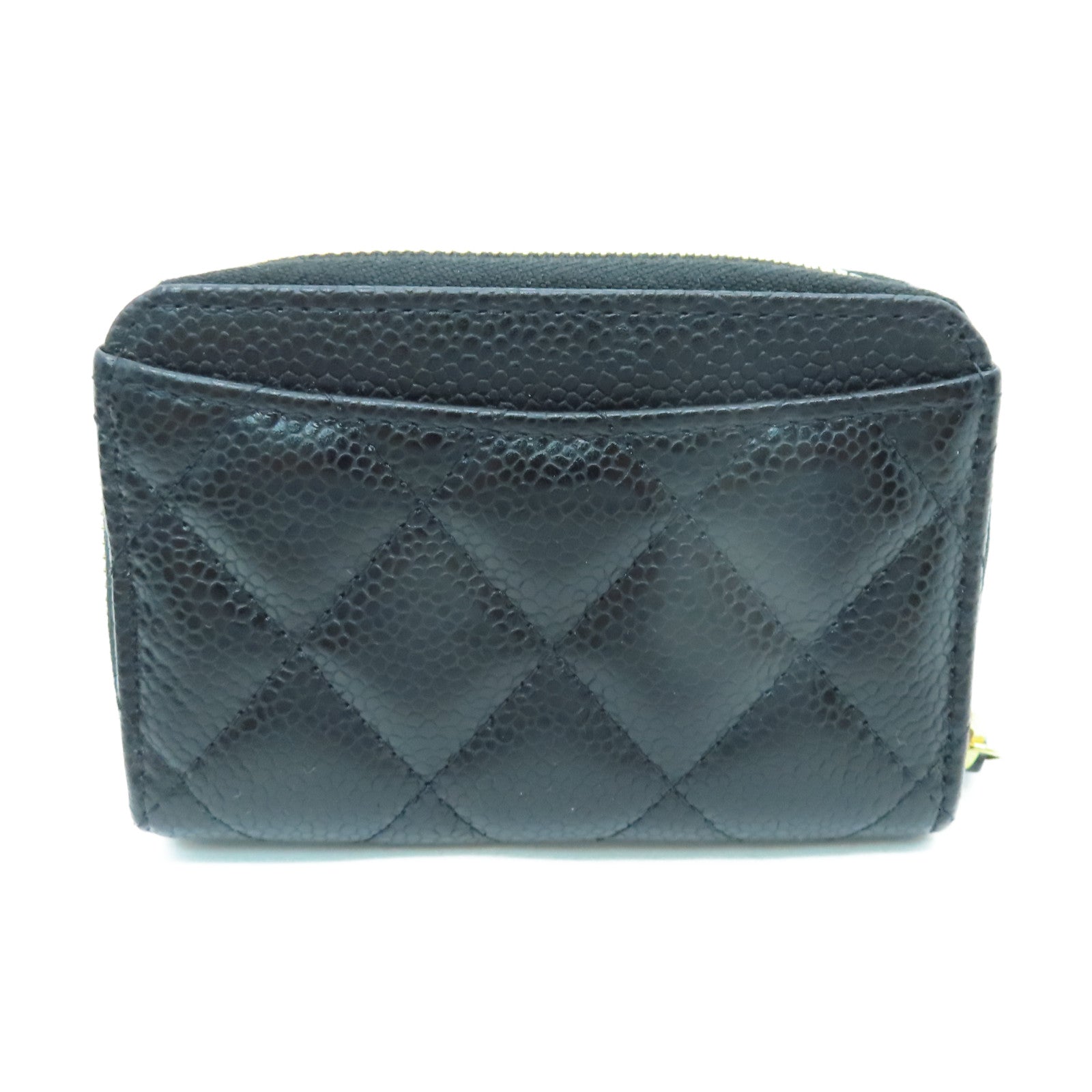 CHANEL 菱格Caviar皮革Card Holder金扣黑色