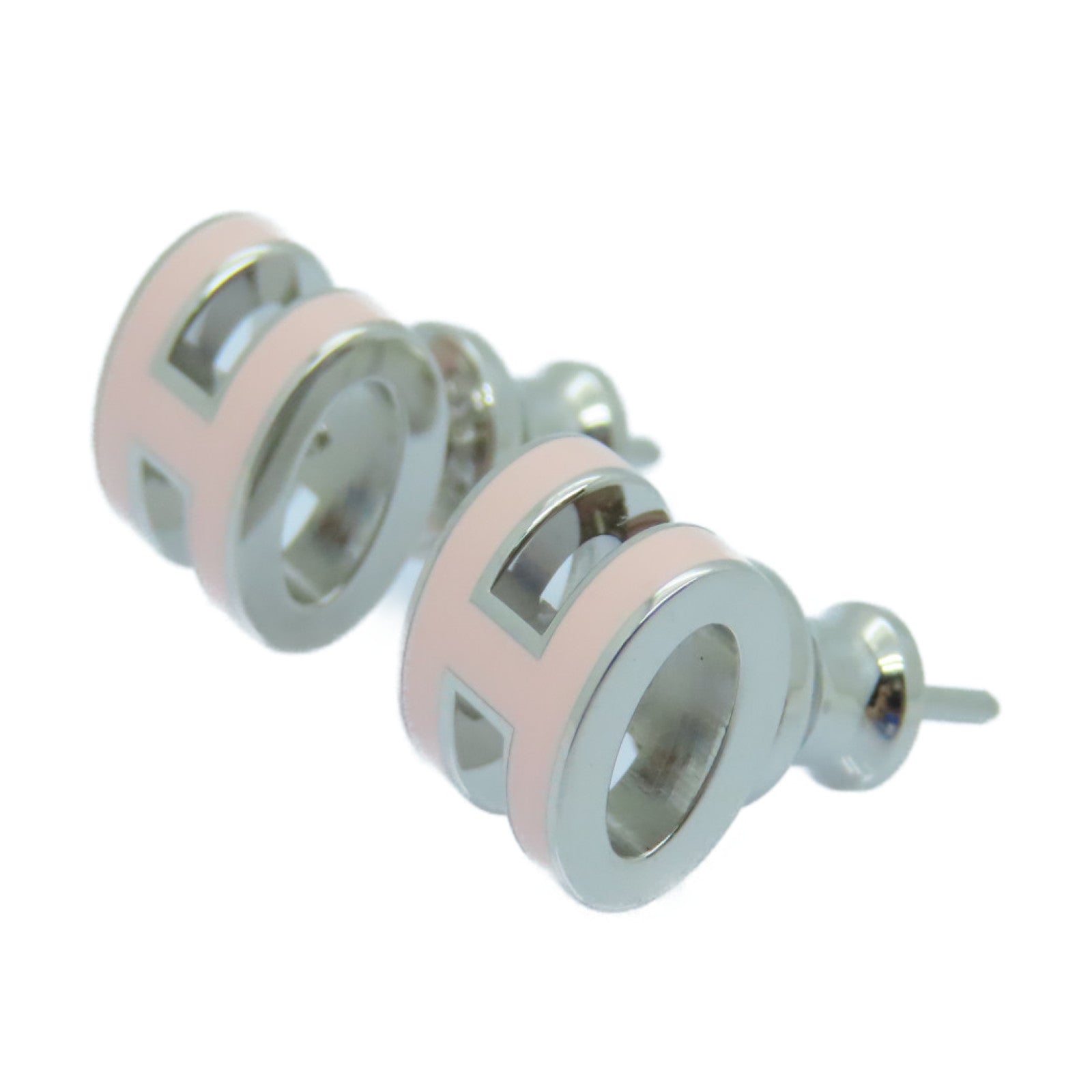 HERMES Metal Mini Pop H Earrings Pink/Silver – Brand Off