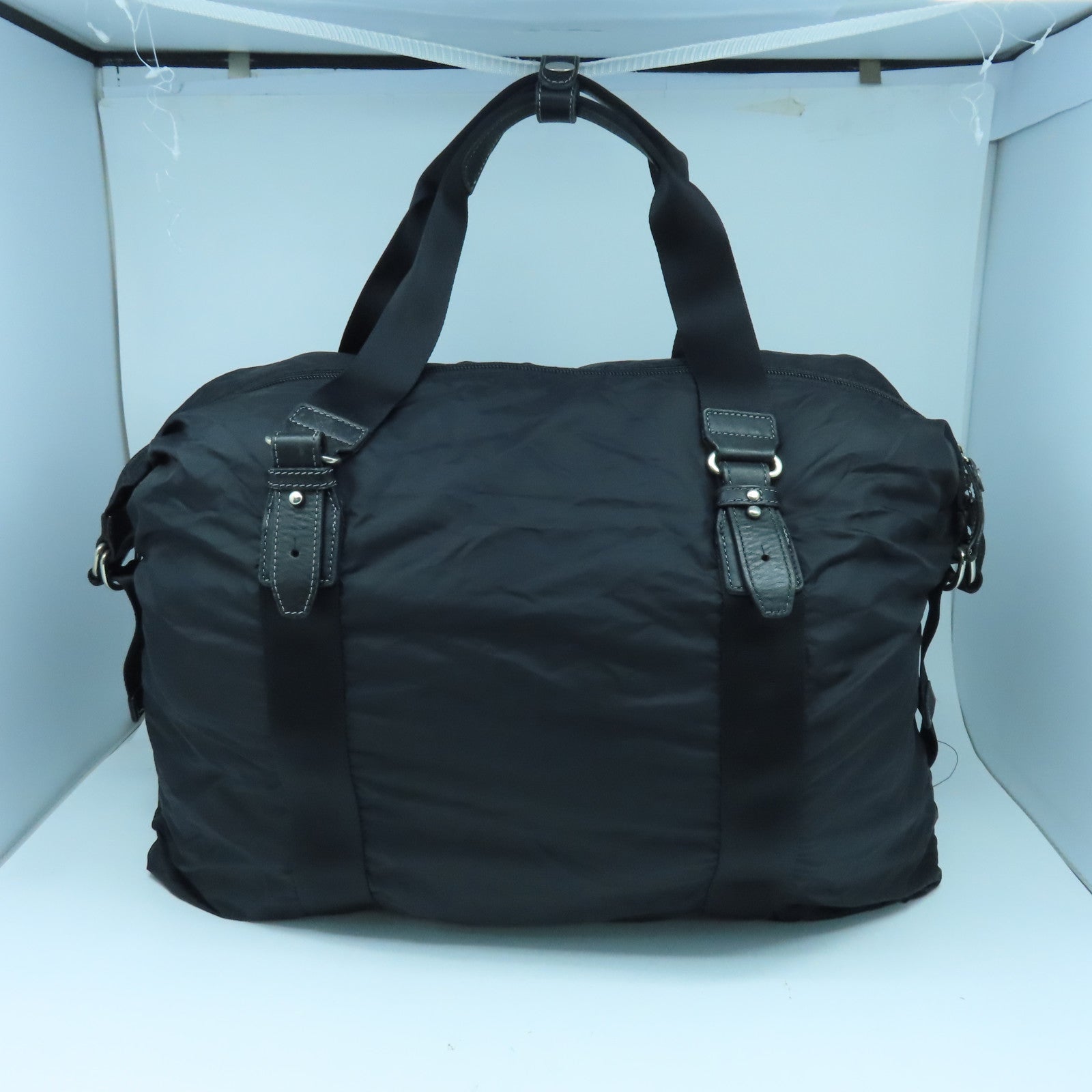 agnes b. 尼龍2way Shoulder Bag銀扣手挽肩背兩用袋黑色