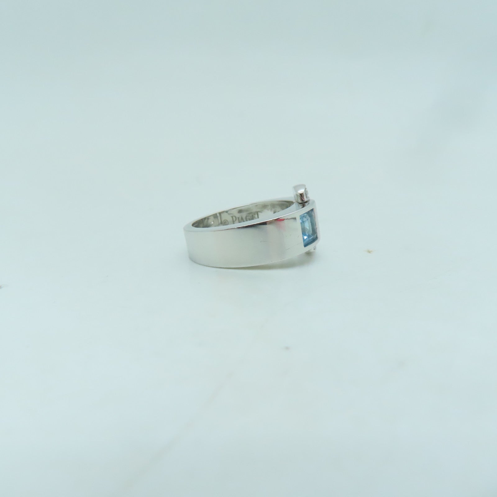 PIAGET 18K白金Miss Protocole戒指銀色/藍色US#6.5