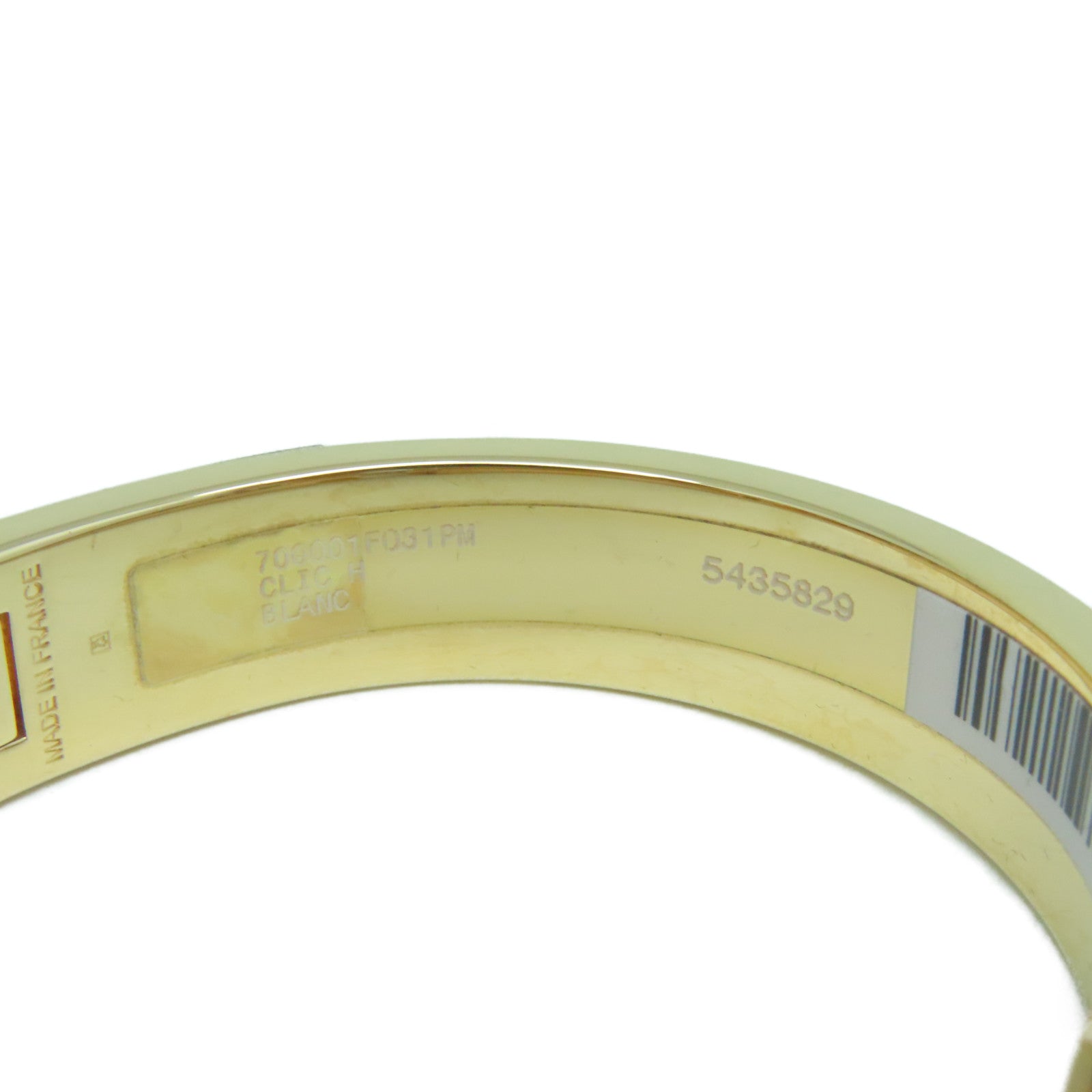 HERMES 琺瑯/金屬Clic-Clac H Bracelet金扣手鐲白色/金色
