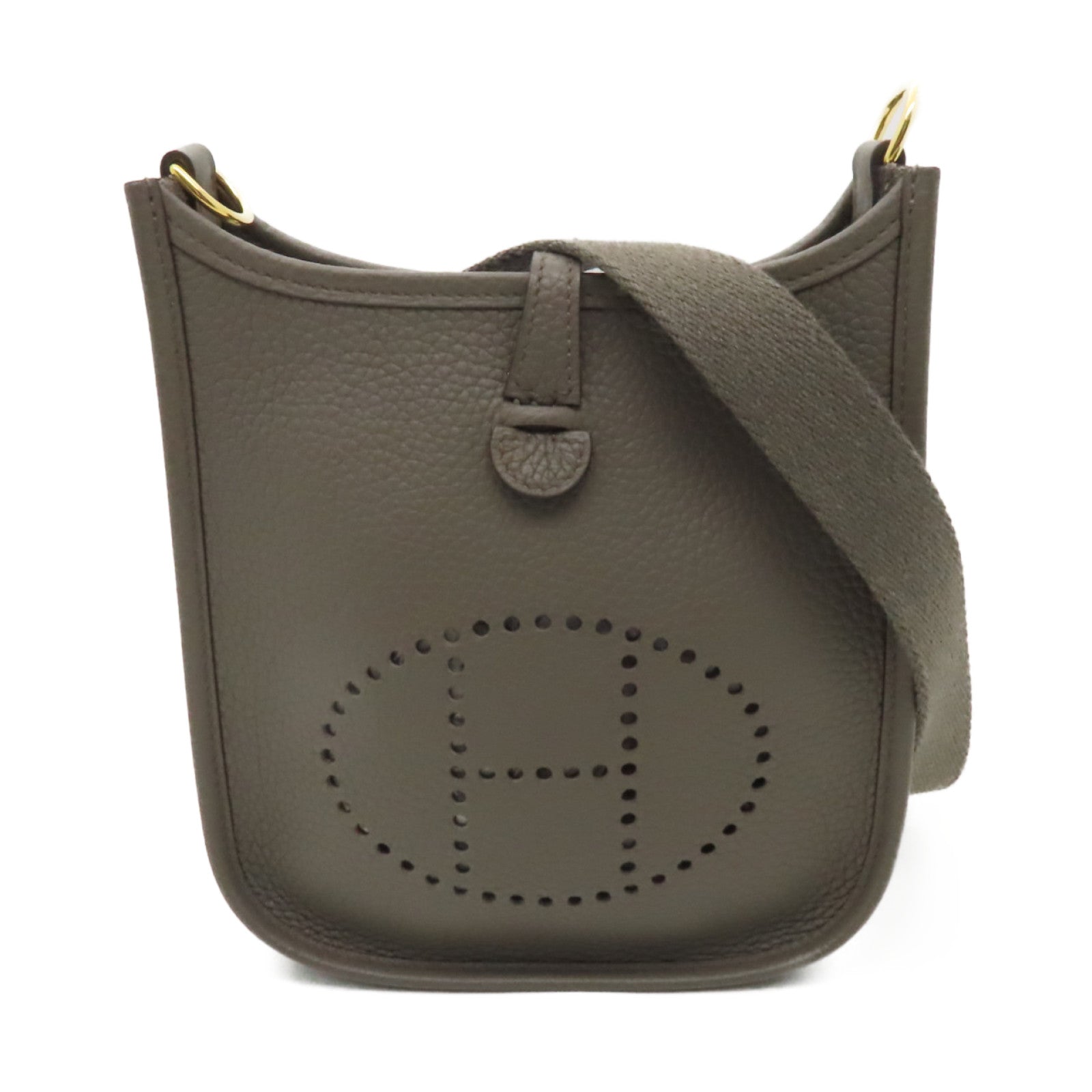 HERMES Clemence皮革Evelyne TPM金扣肩背袋Etain