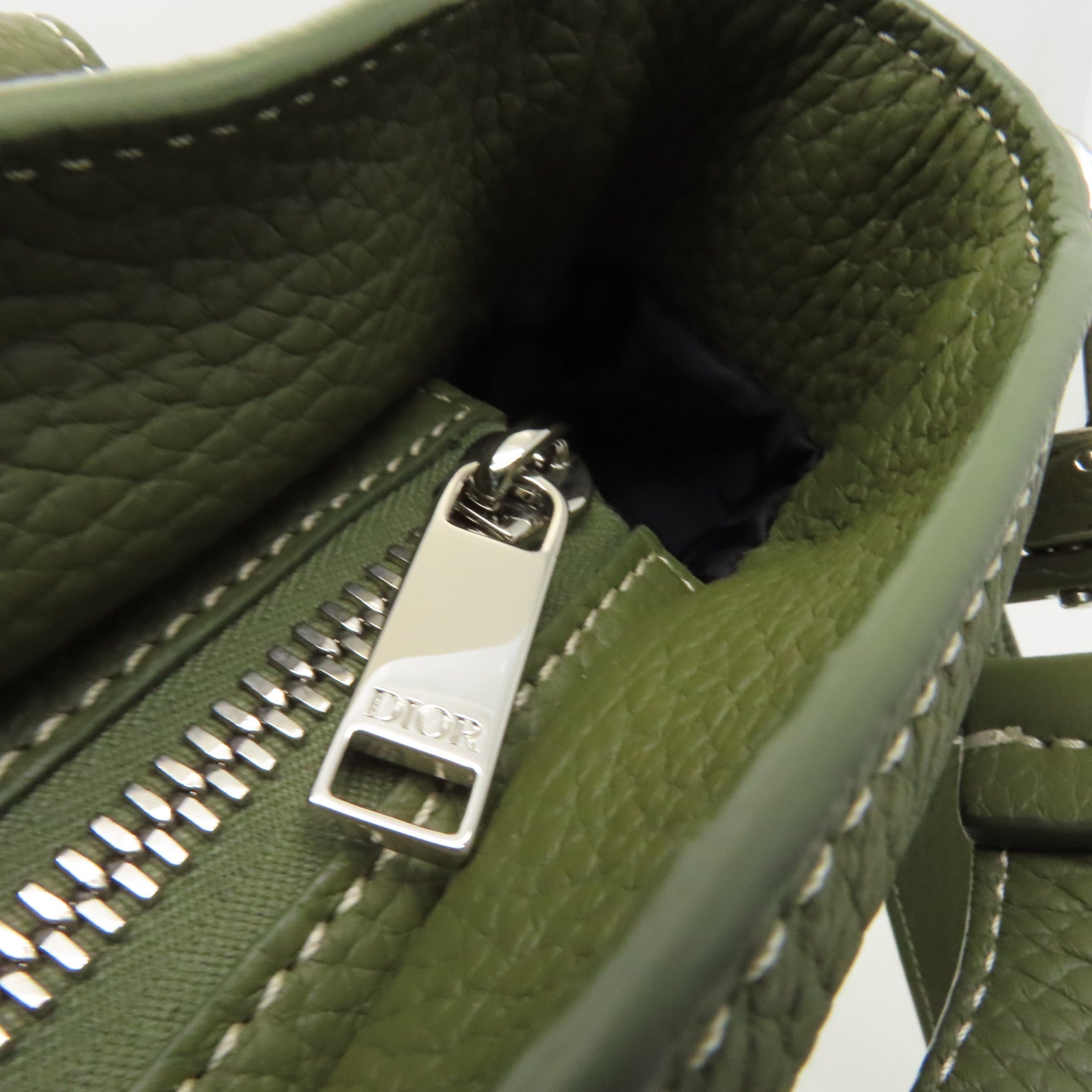 Dior 【激減優惠】牛皮皮革2way Shoulder Bag銀扣手挽肩背兩用袋卡其色