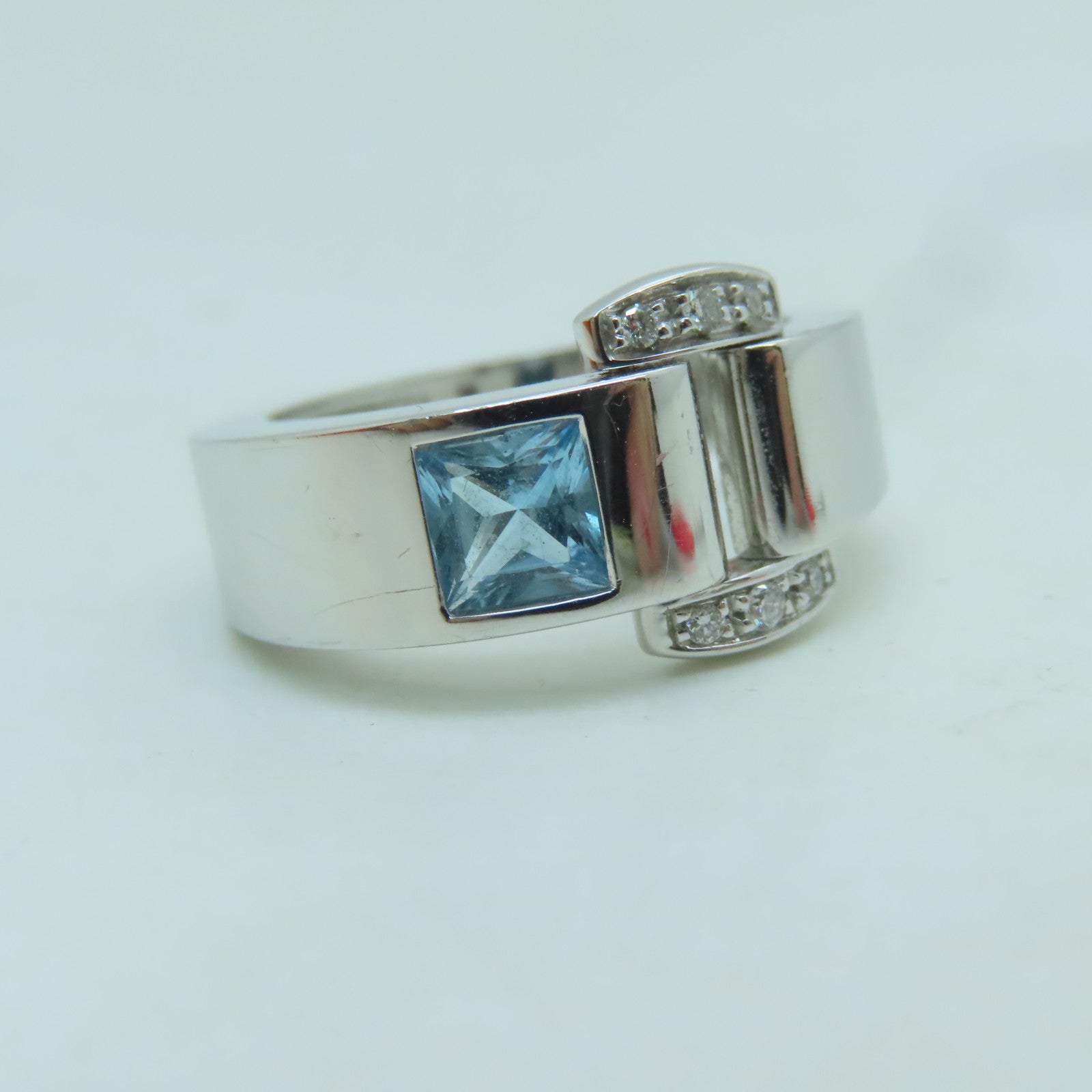 PIAGET 18K白金Miss Protocole戒指銀色/藍色US#6.5