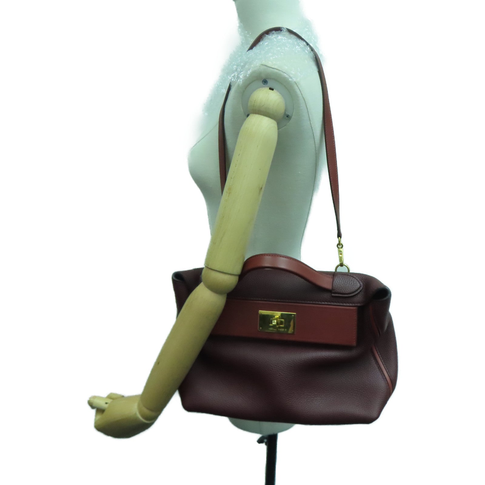 HERMES Clemence皮革24/24 29cm Shoulder Bag金扣肩背袋Rouge H红色