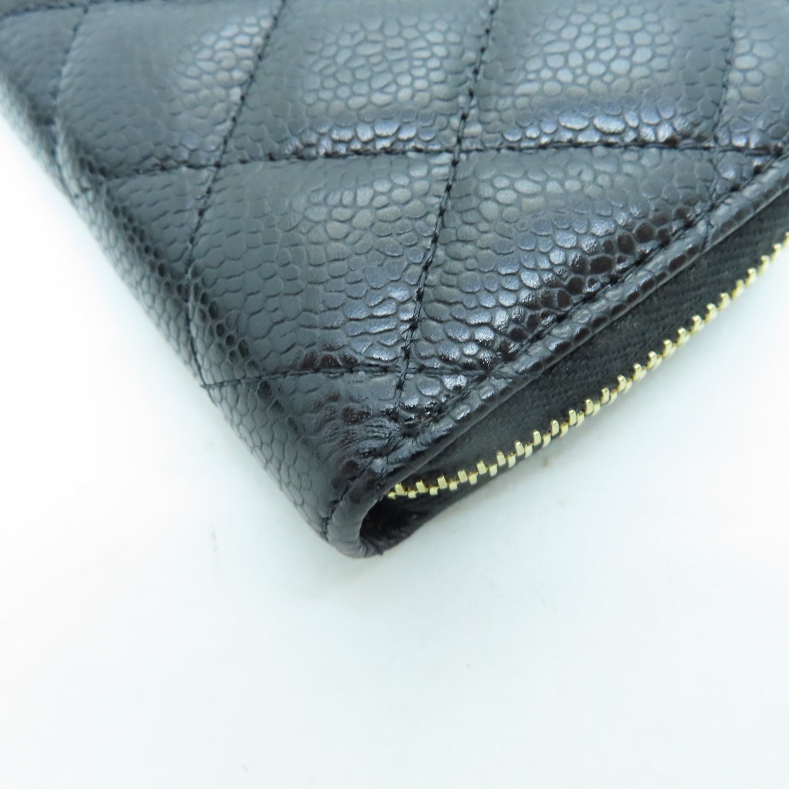 CHANEL 菱格Caviar皮革Card Holder金扣黑色