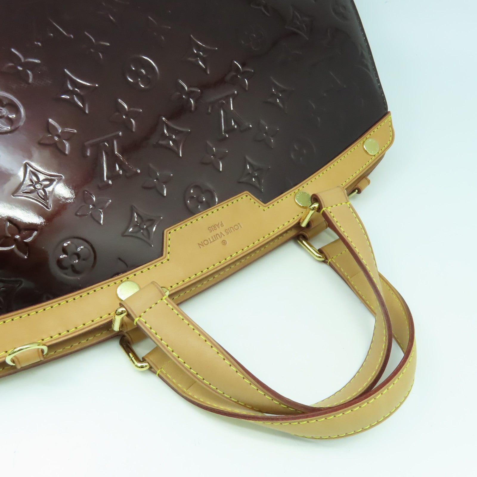 LOUIS VUITTON 【激減優惠】Monogram Vernis BREA GM金扣手挽肩背兩用袋紅酒色