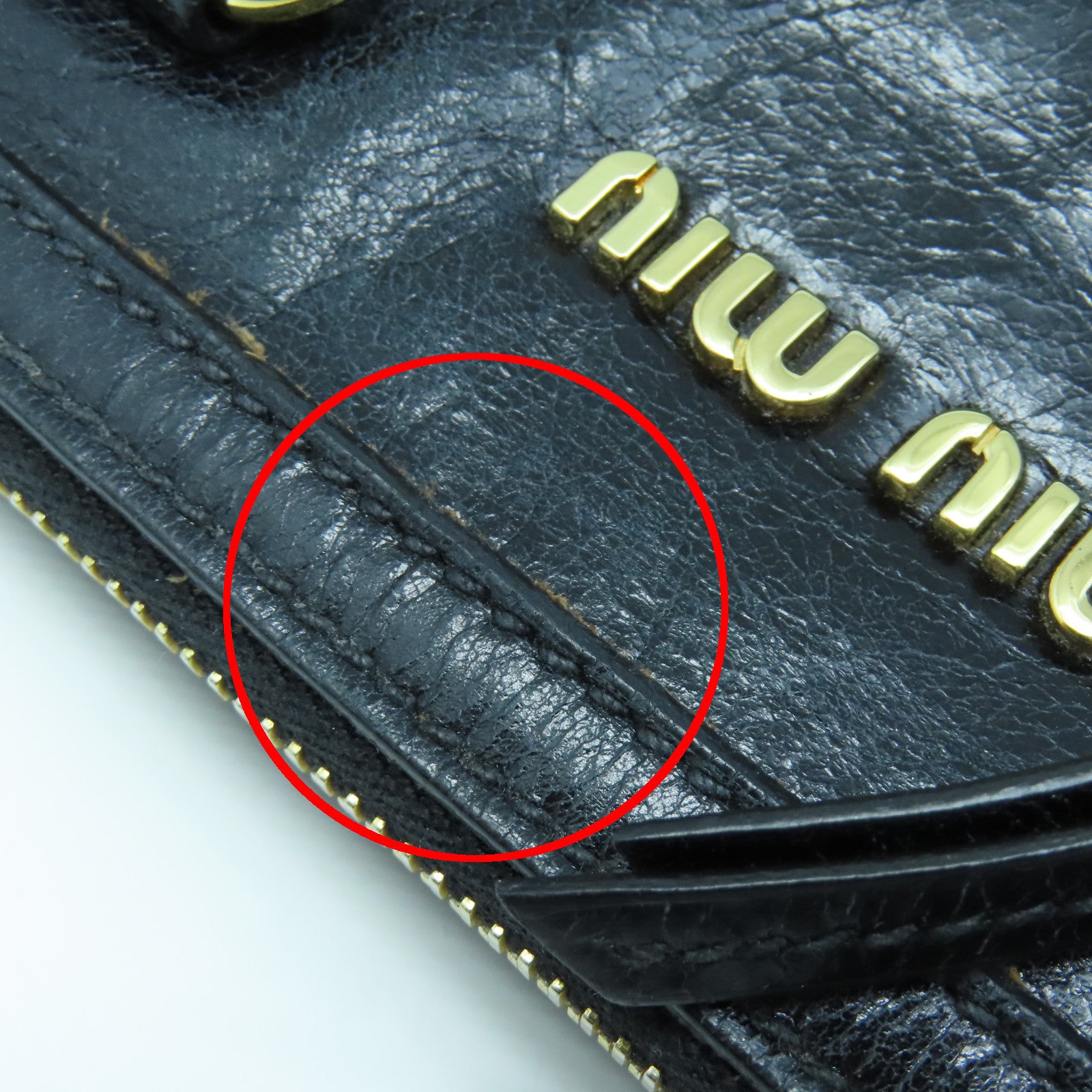 Miu Miu 牛皮皮革2 Way Shoulder金扣手挽肩背兩用袋黑色