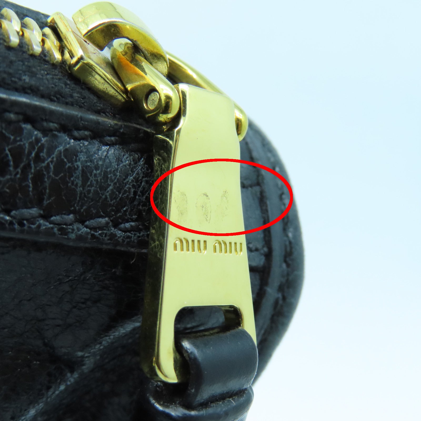 Miu Miu 牛皮皮革2 Way Shoulder金扣手挽肩背兩用袋黑色