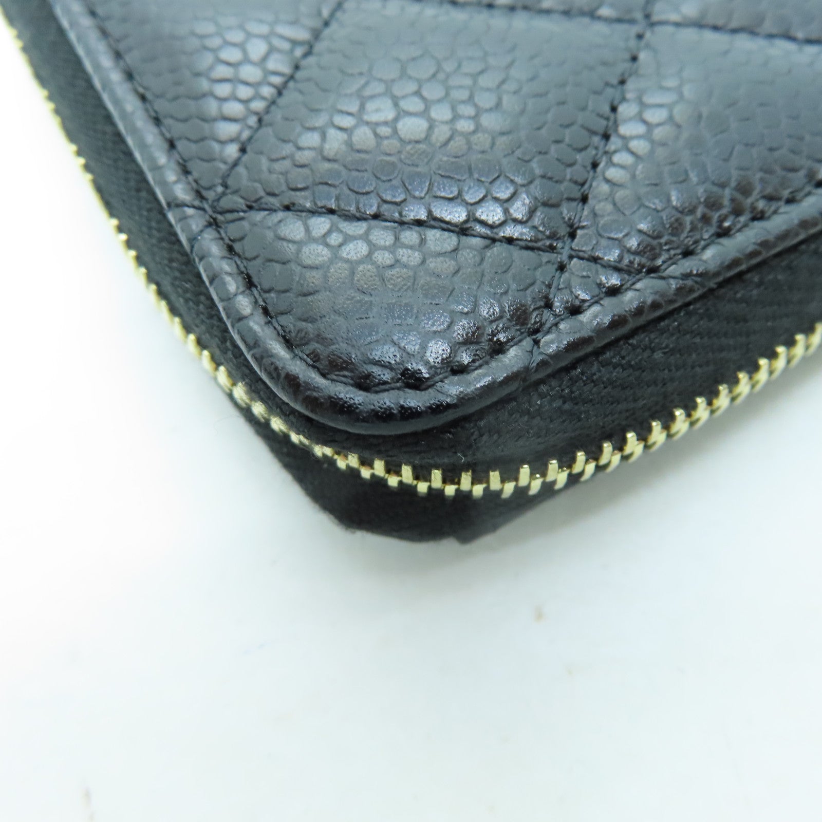 CHANEL 菱格Caviar皮革Card Holder金扣黑色