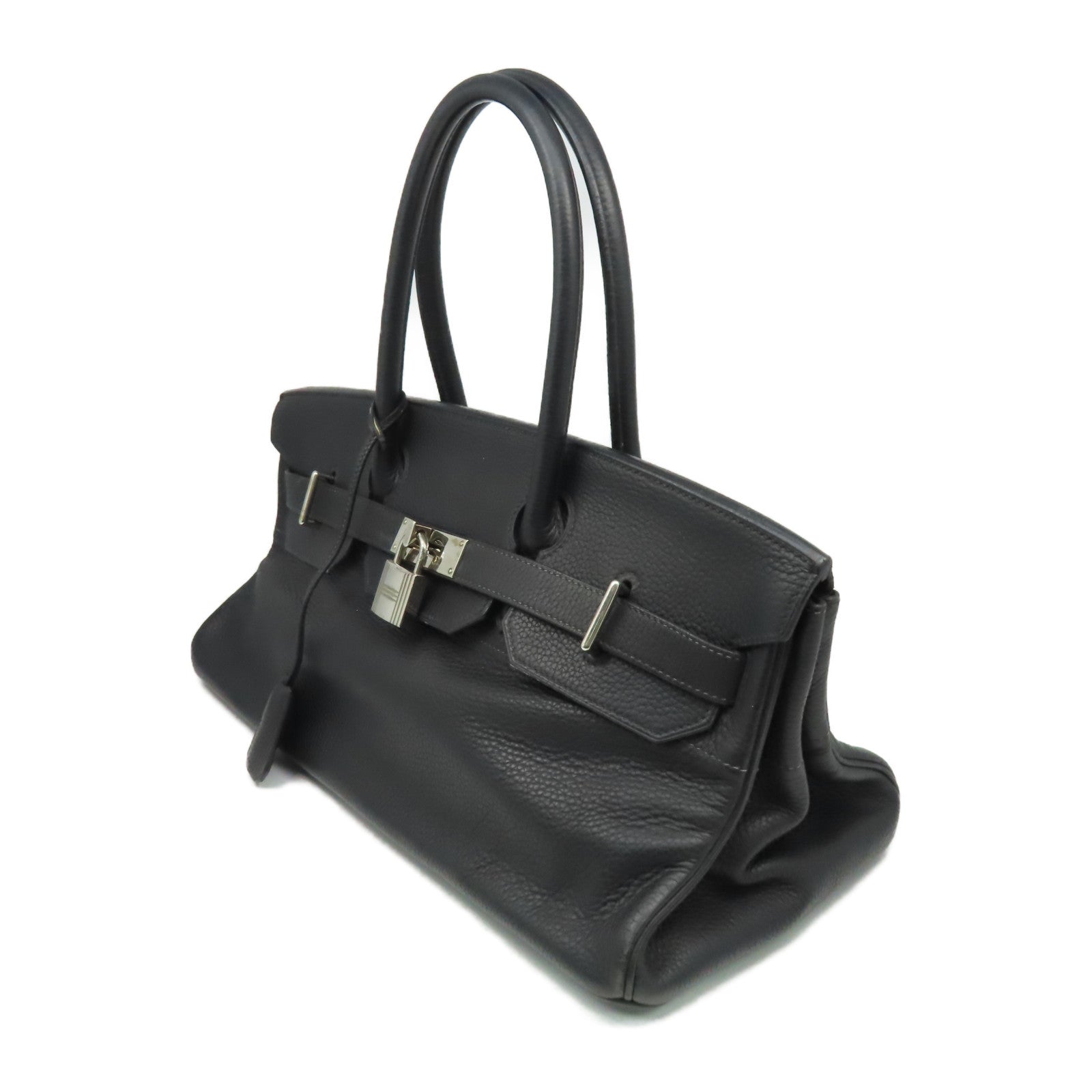 HERMES Clemence皮革Shoulder Binkin銀扣肩背袋黑色