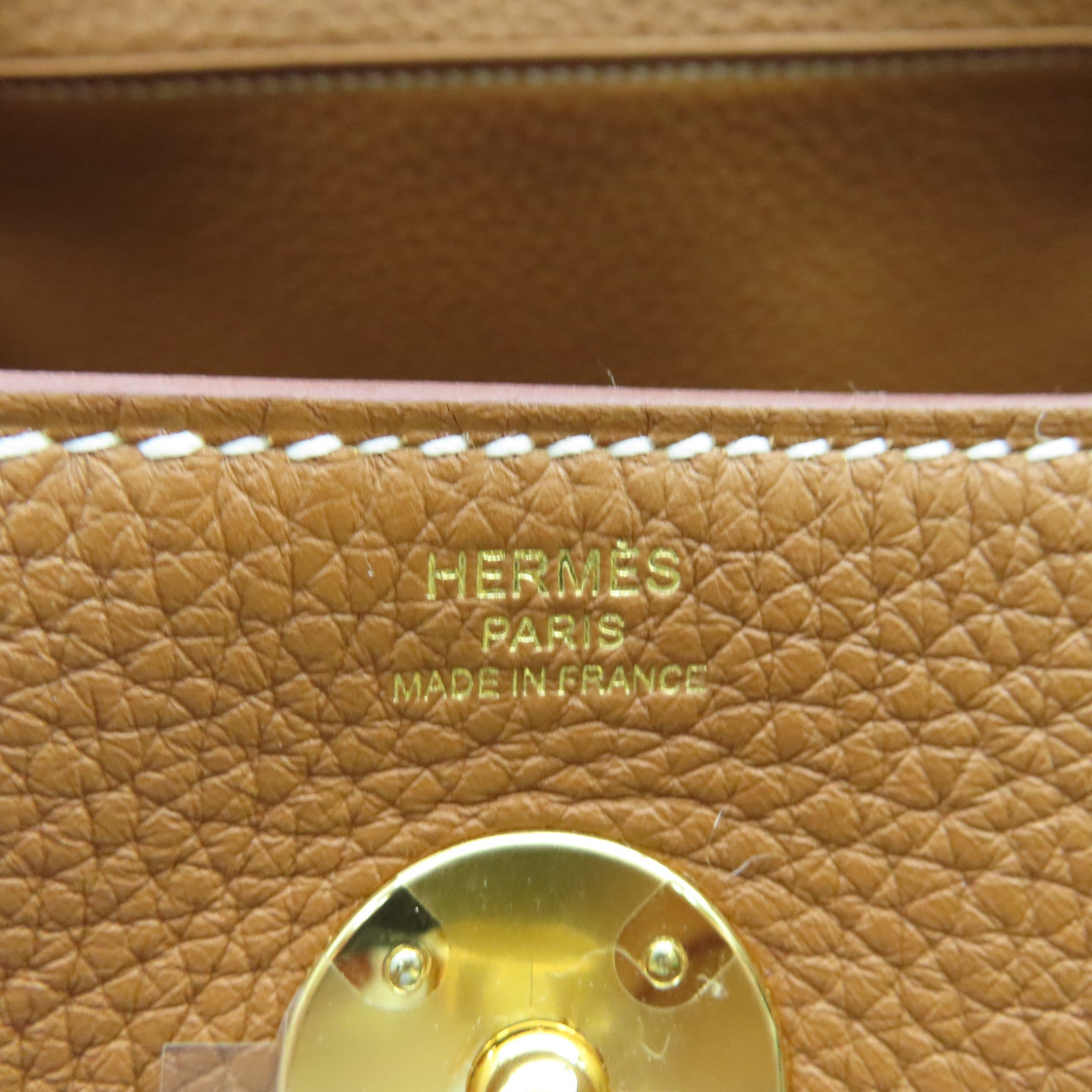 HERMES Taurillon Clemence皮革Lindy 26金扣手挽肩背兩用袋棕色