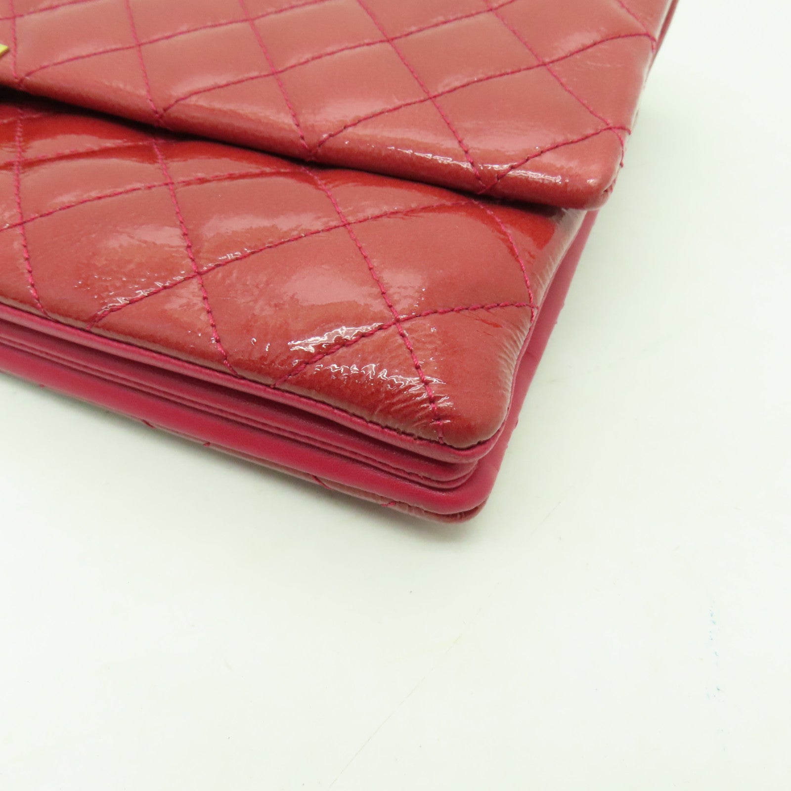 CHANEL 菱格漆皮皮革Chain Shoulder Bag金扣鏈帶肩背袋粉紅色