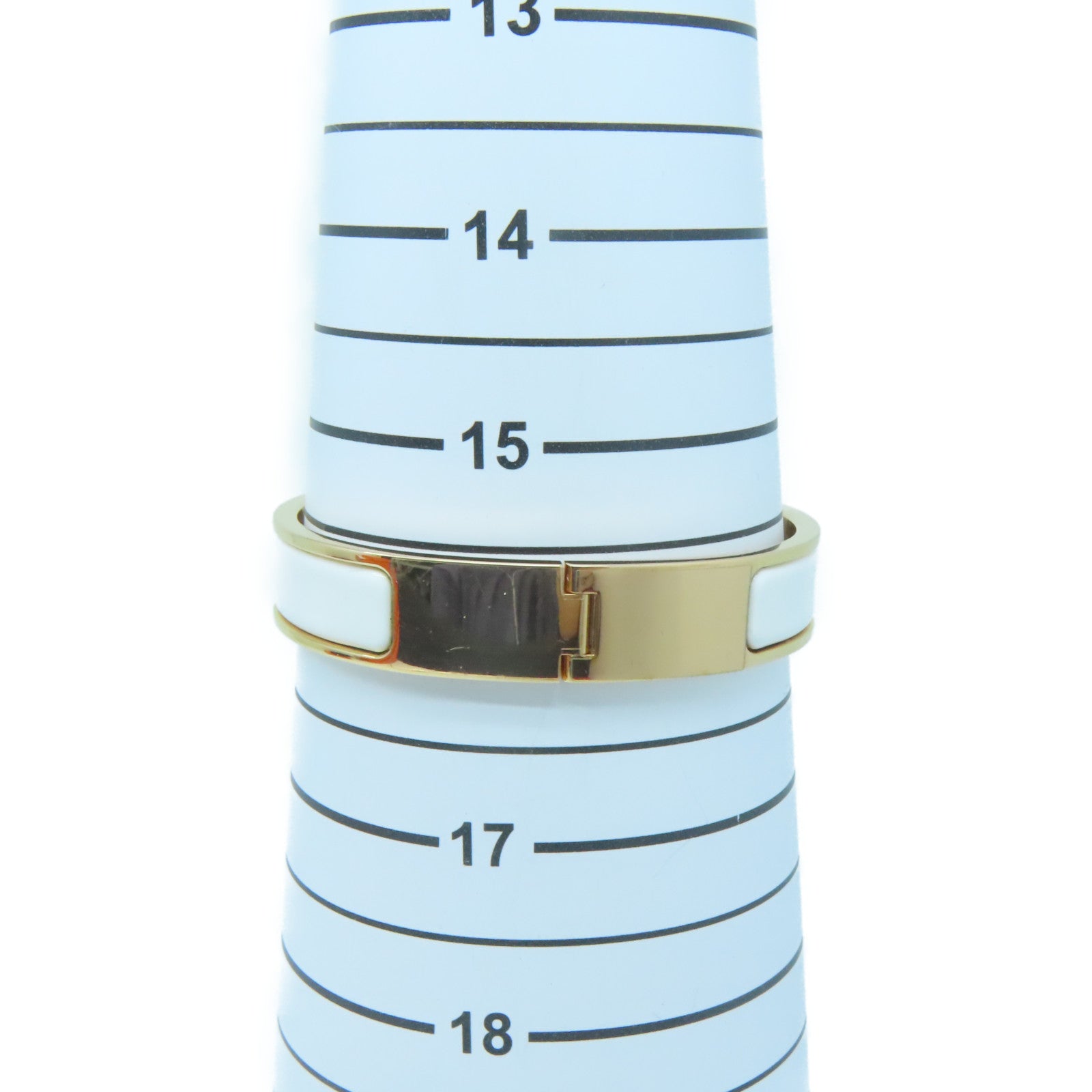 HERMES 琺瑯/金屬Clic-Clac H Bracelet金扣手鐲白色/金色