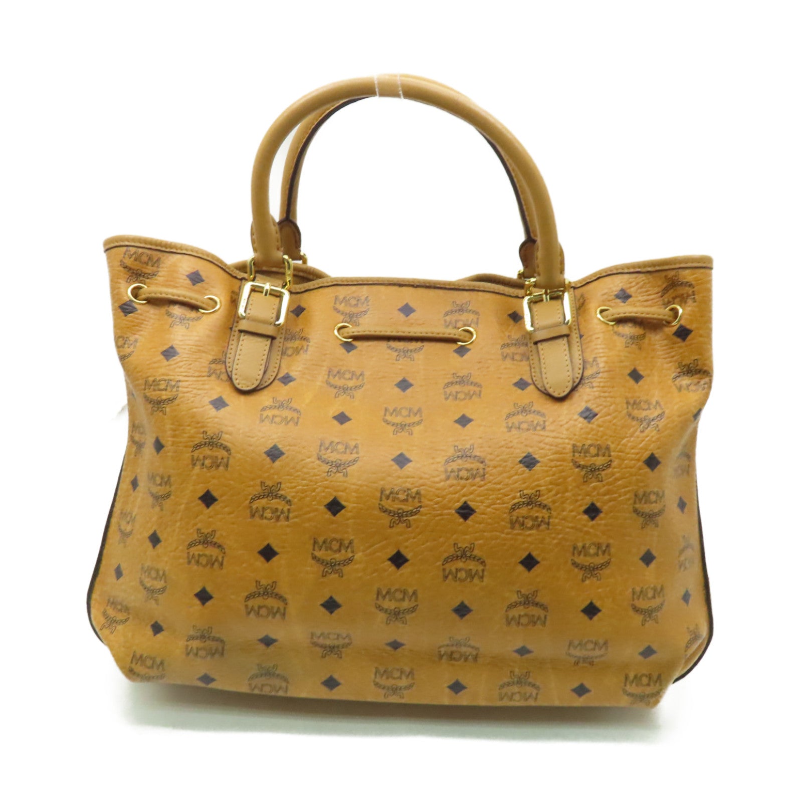 MCM 皮革2 Way Shoulder金扣手挽肩背兩用袋啡色