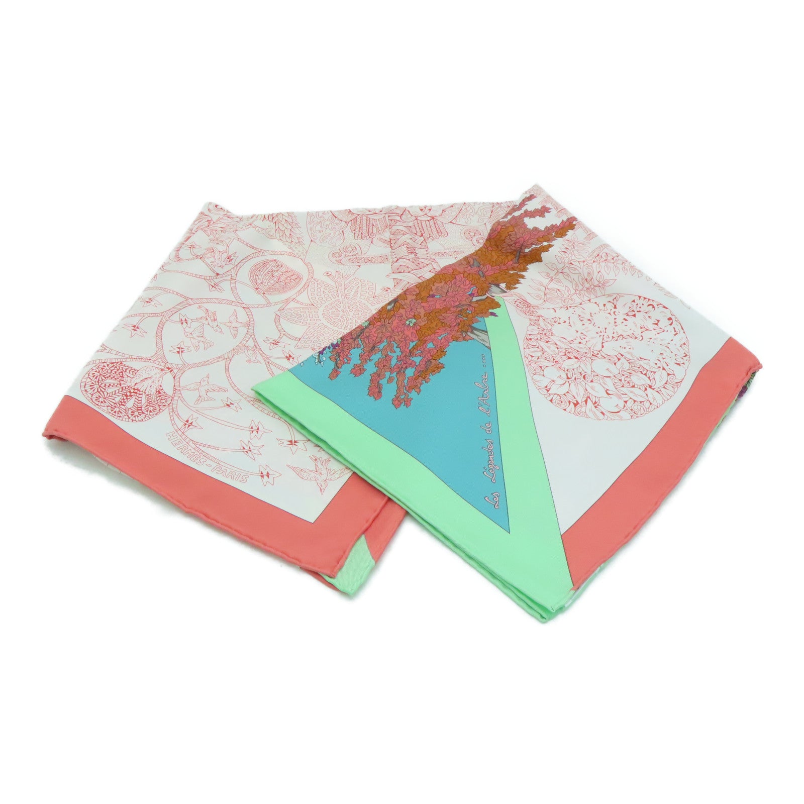 HERMES 絲質Scarf絲巾綠色/橙色/彩色