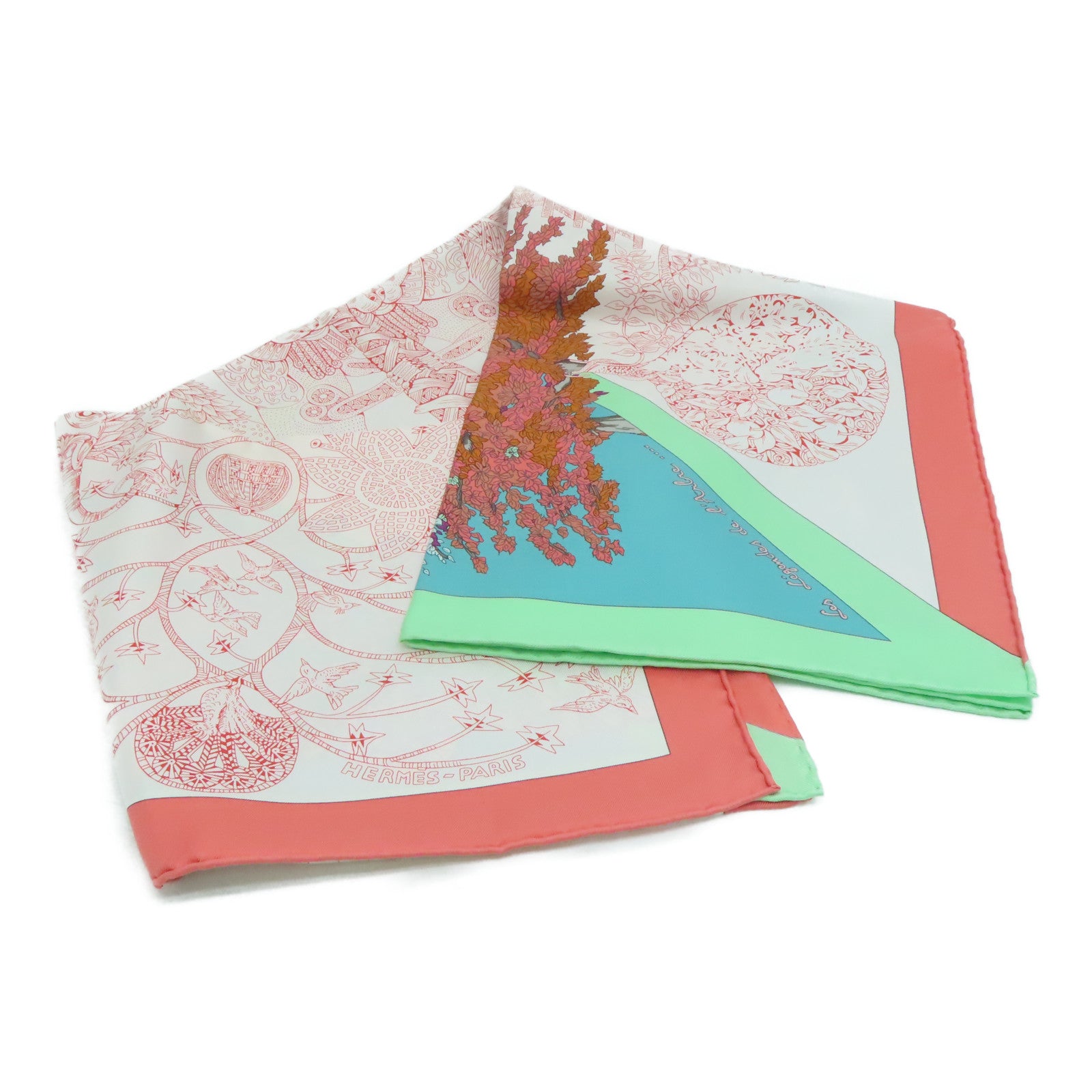 HERMES 絲質Scarf絲巾綠色/橙色/彩色