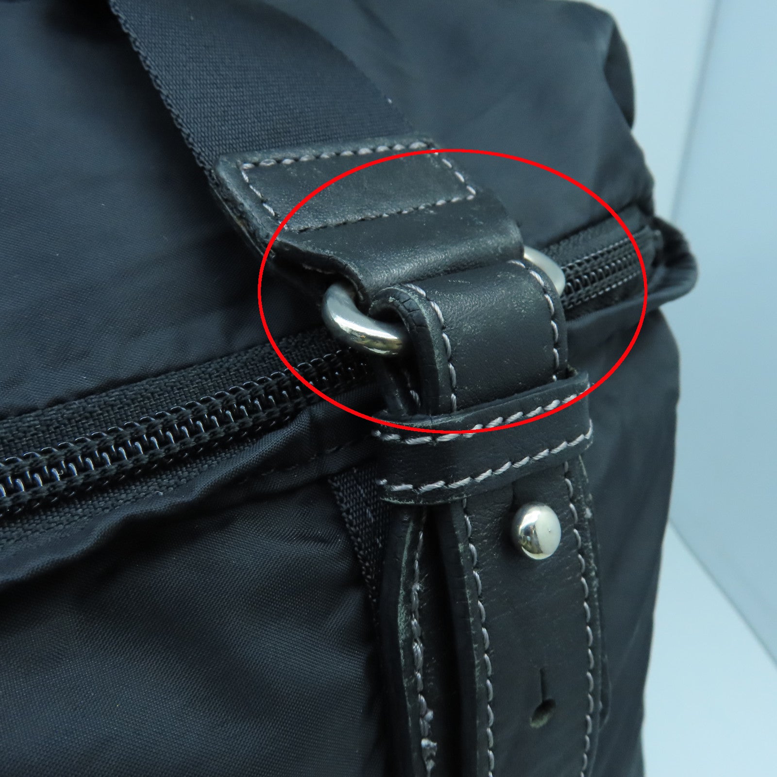agnes b. 尼龍2way Shoulder Bag銀扣手挽肩背兩用袋黑色
