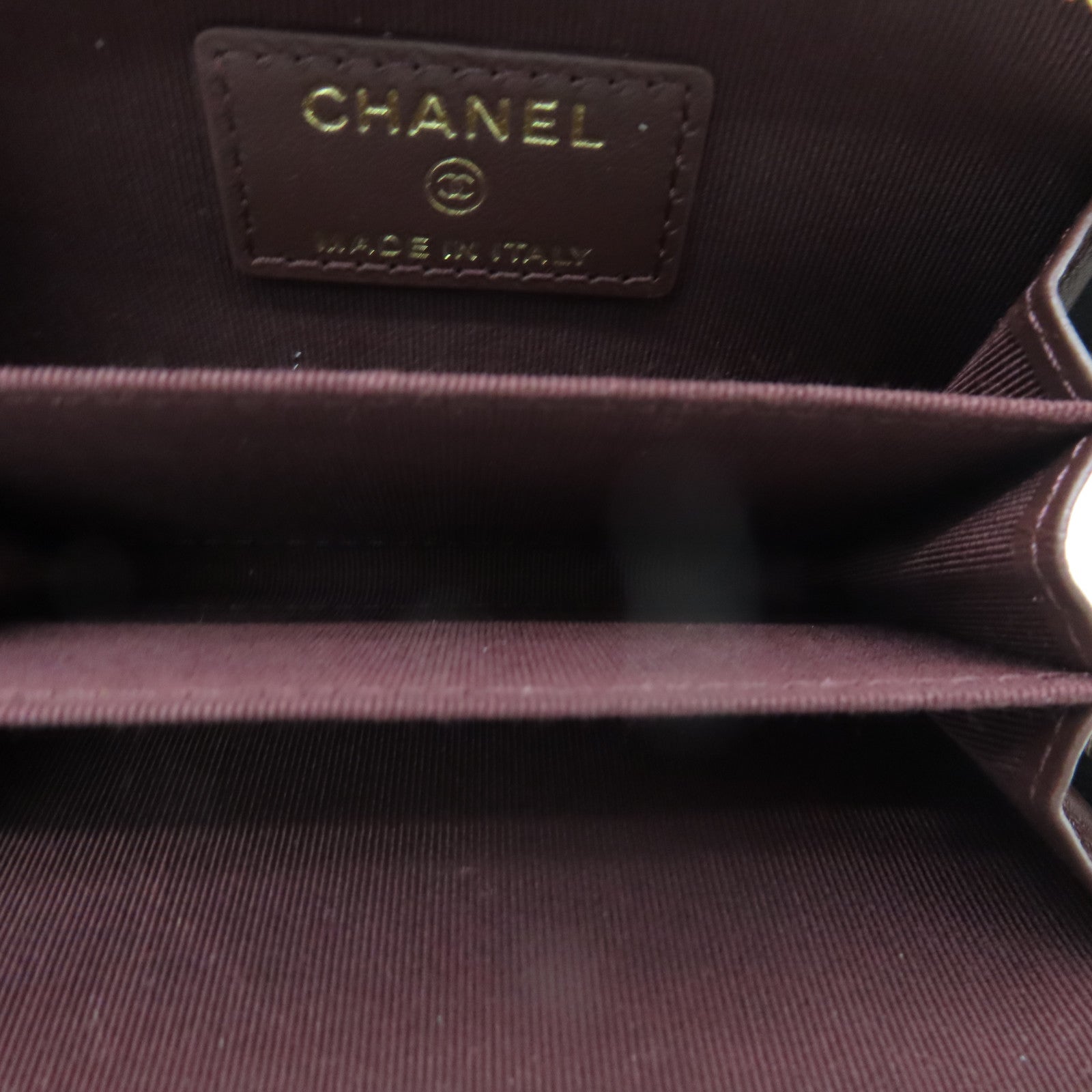 CHANEL 菱格Caviar皮革Card Holder金扣黑色