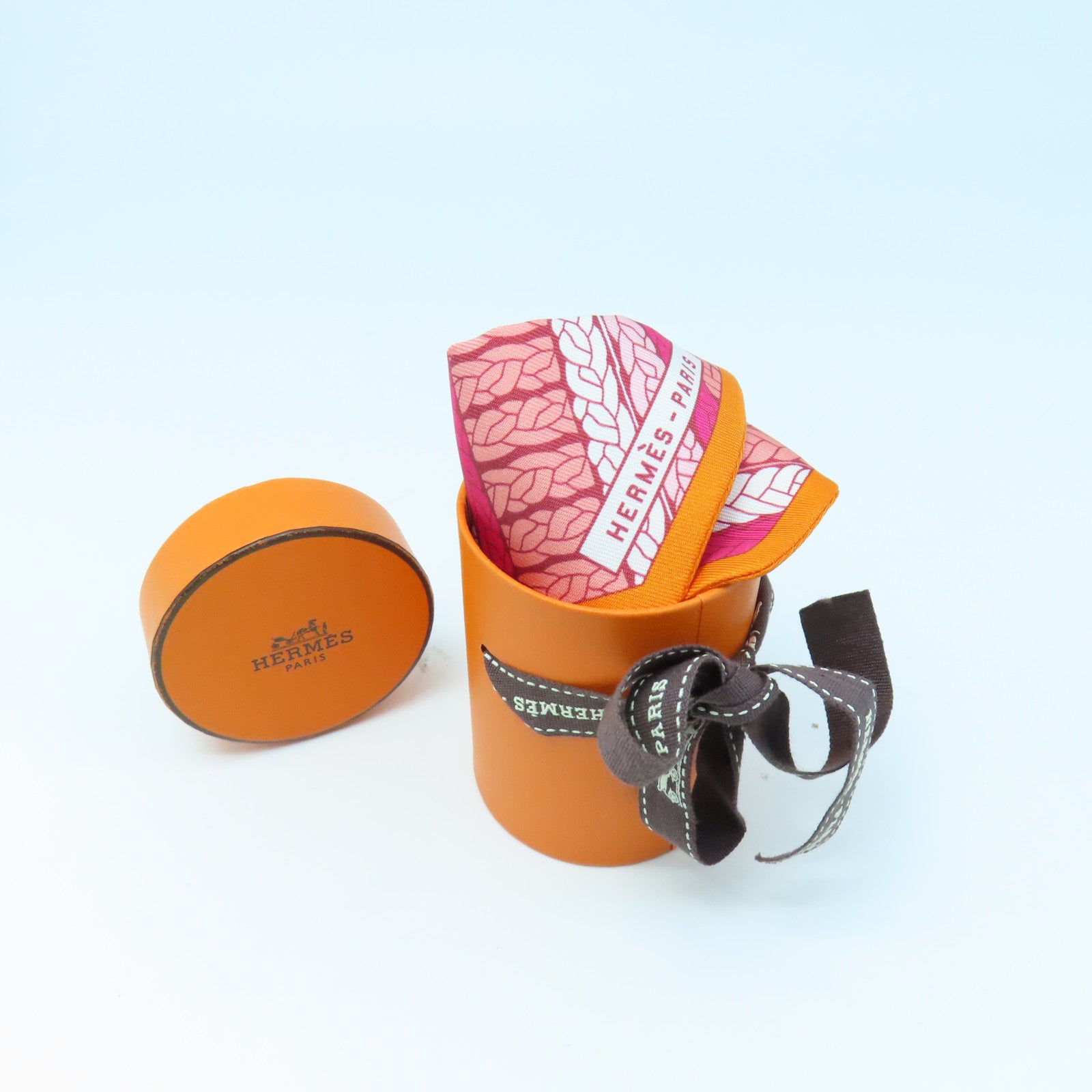 HERMES 【激減優惠】絲質Twilly絲巾橙色/紅色/白色