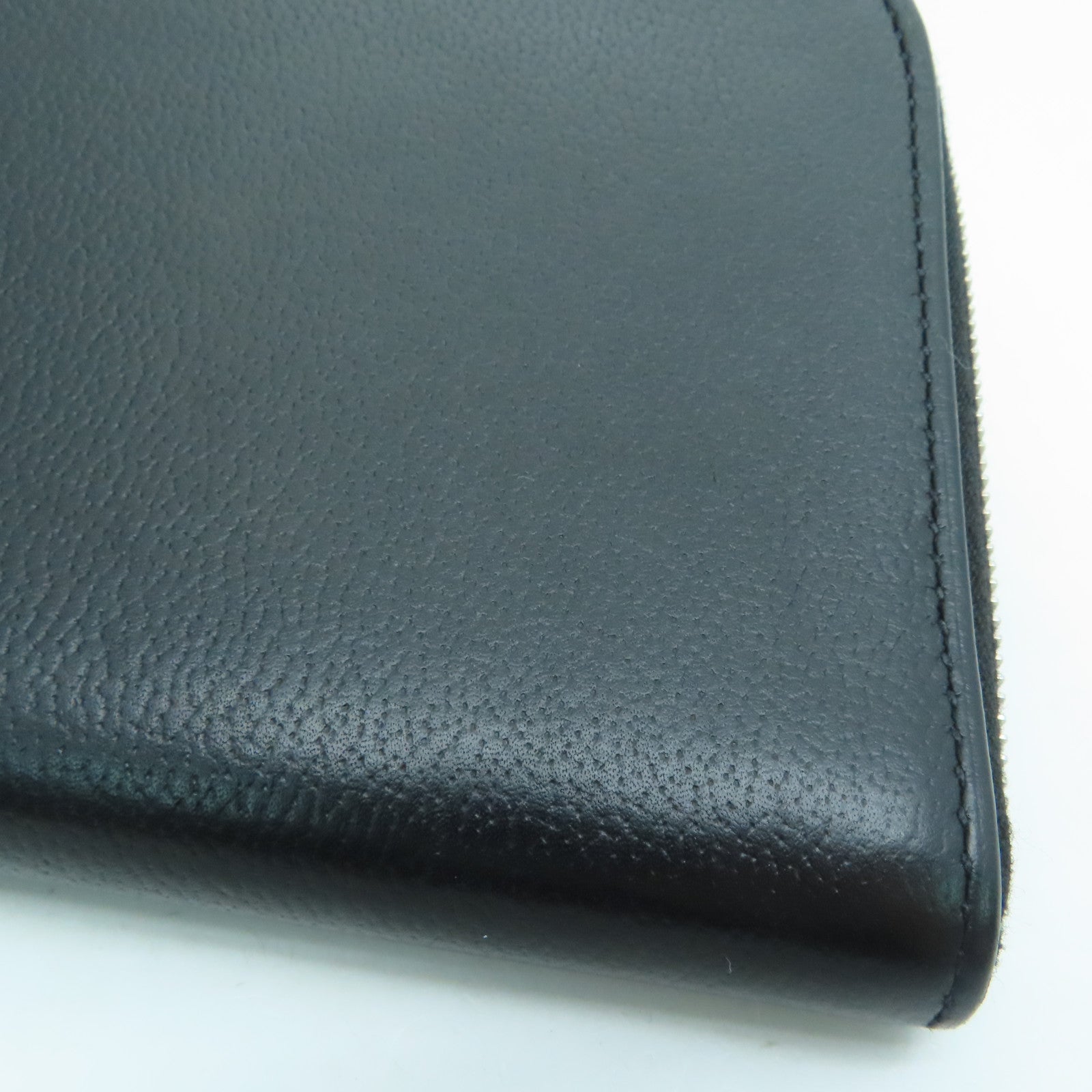 HERMES Allegretto皮革Etui Strap GM銀扣手拿包Noir/黑色
