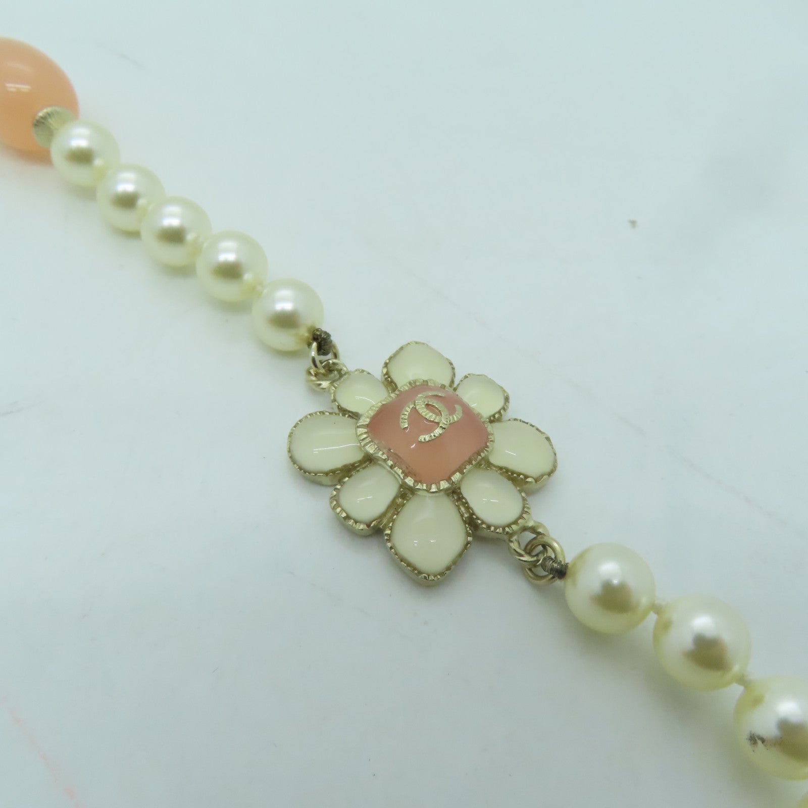 CHANEL 【激減優惠】仿珍珠Necklace項鍊粉紅色/白色