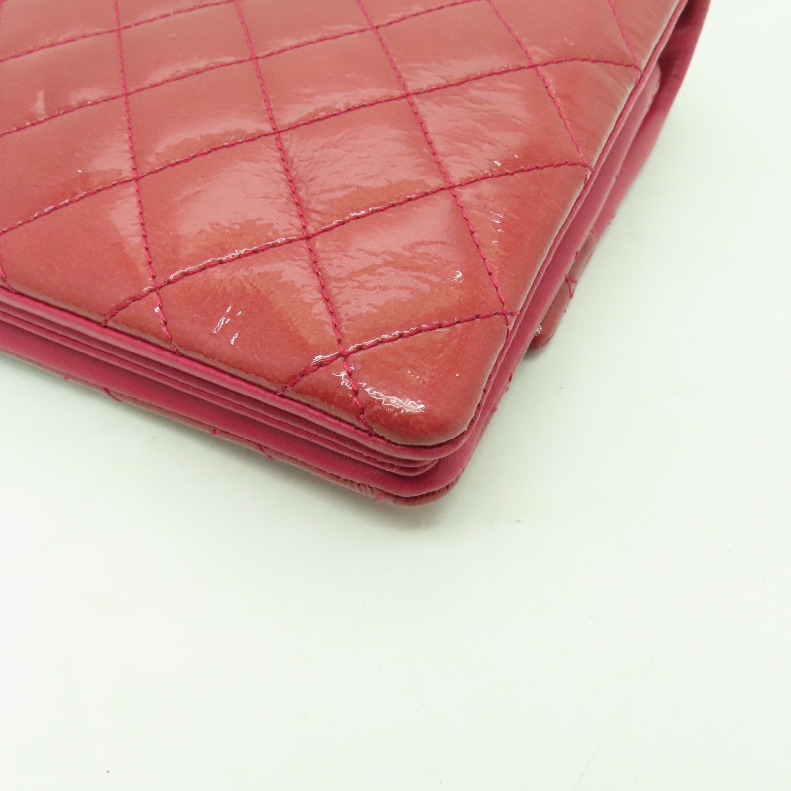 CHANEL 菱格漆皮皮革Chain Shoulder Bag金扣鏈帶肩背袋粉紅色