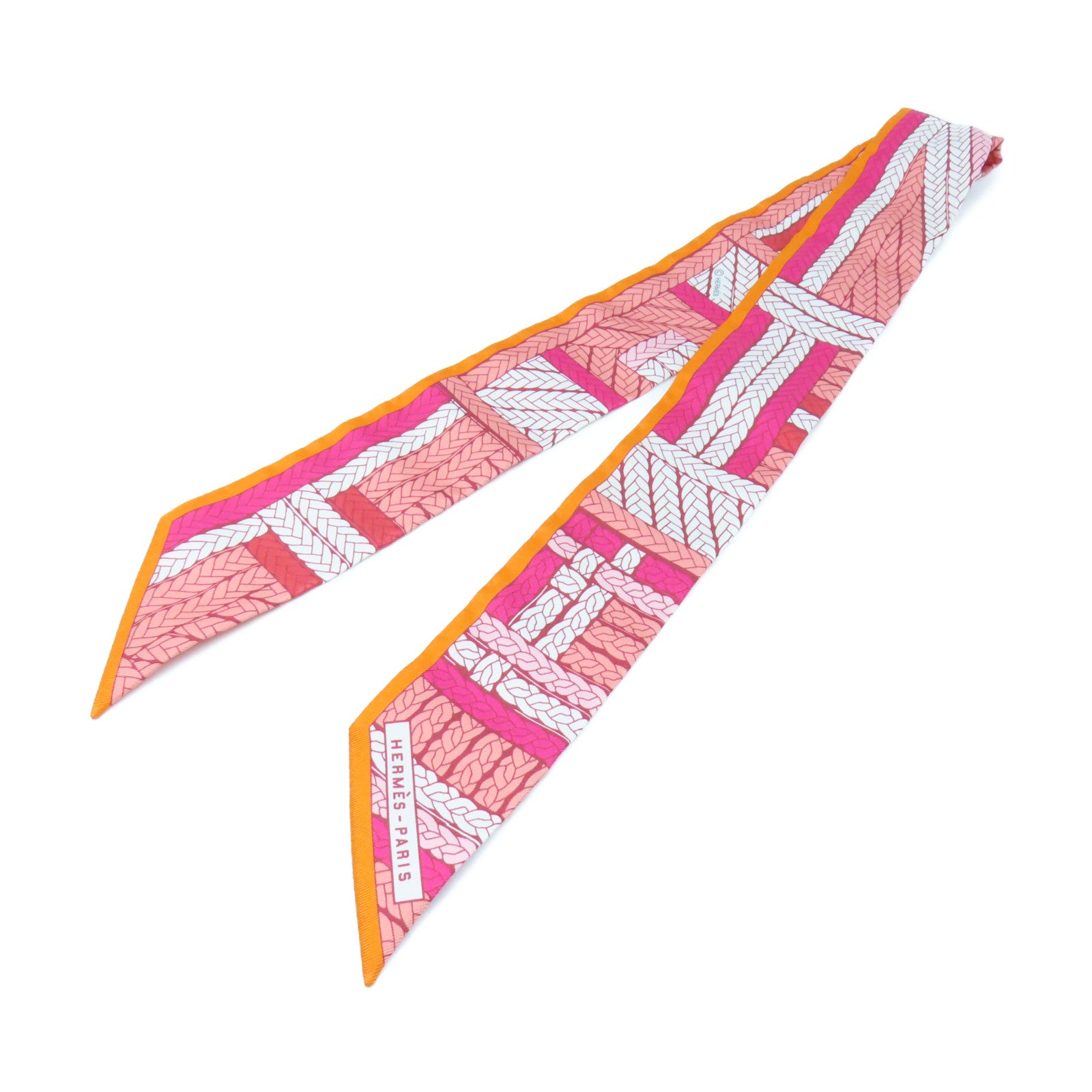 HERMES 【激減優惠】絲質Twilly絲巾橙色/紅色/白色