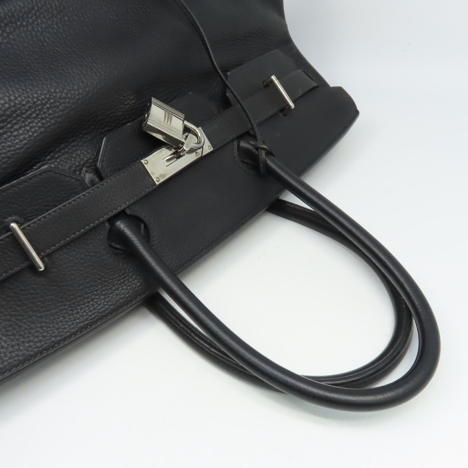 HERMES Clemence皮革Shoulder Binkin銀扣肩背袋黑色