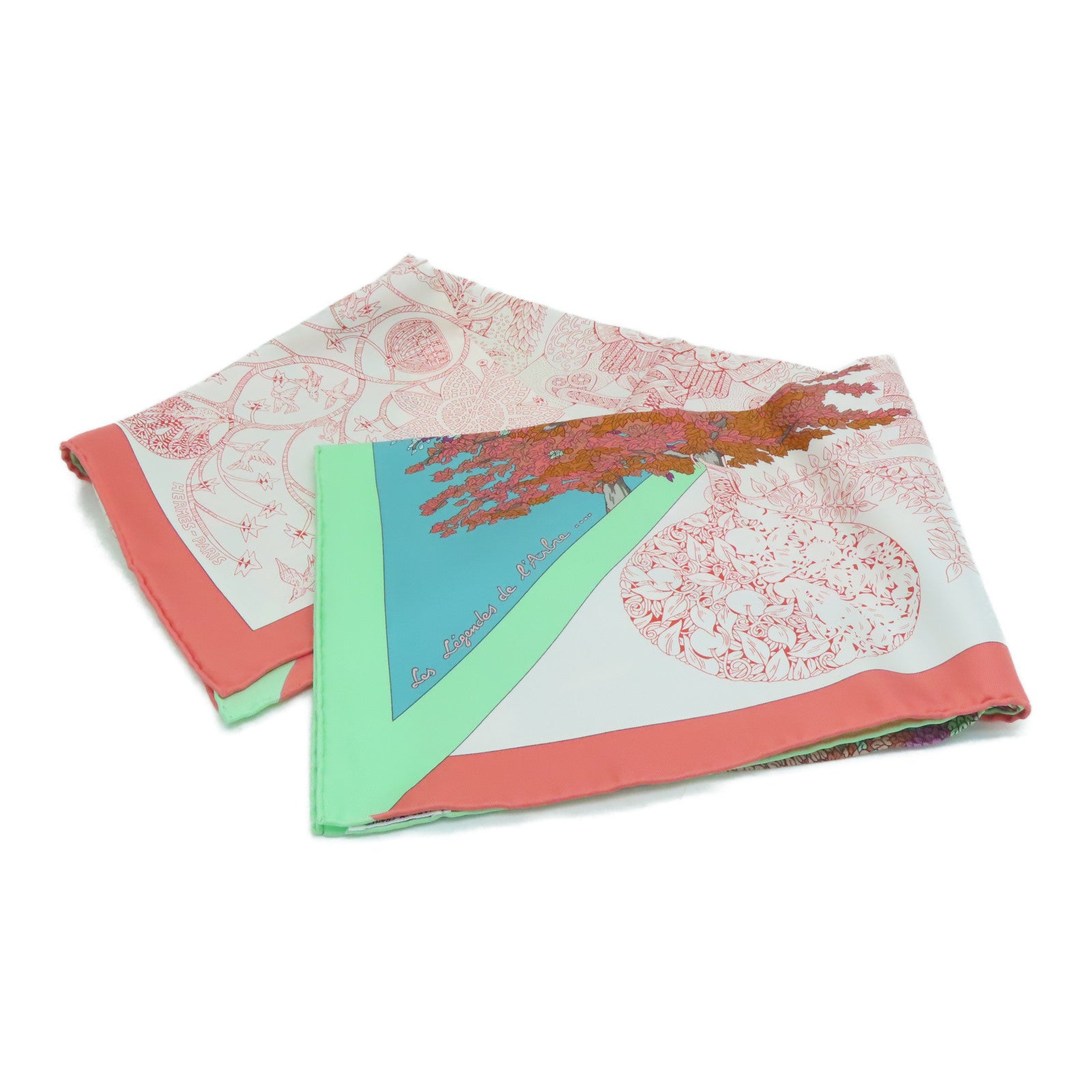 HERMES 絲質Scarf絲巾綠色/橙色/彩色