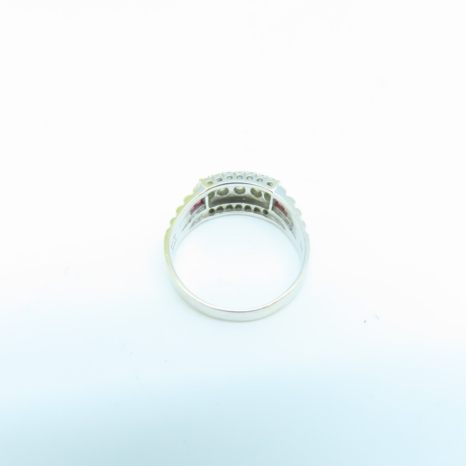 JEWELRY 18K White Gold Ring 0.63ct Diamond/0.20ct Ruby Ring US#9.5