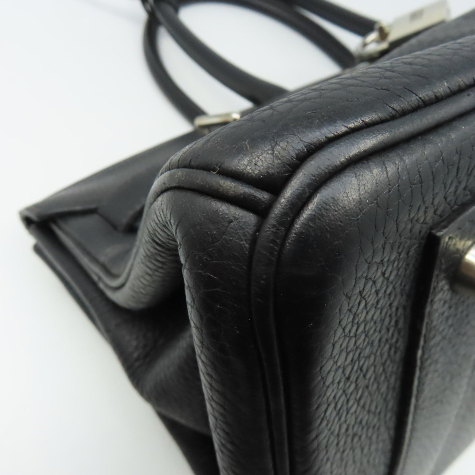 HERMES Clemence皮革Shoulder Binkin銀扣肩背袋黑色