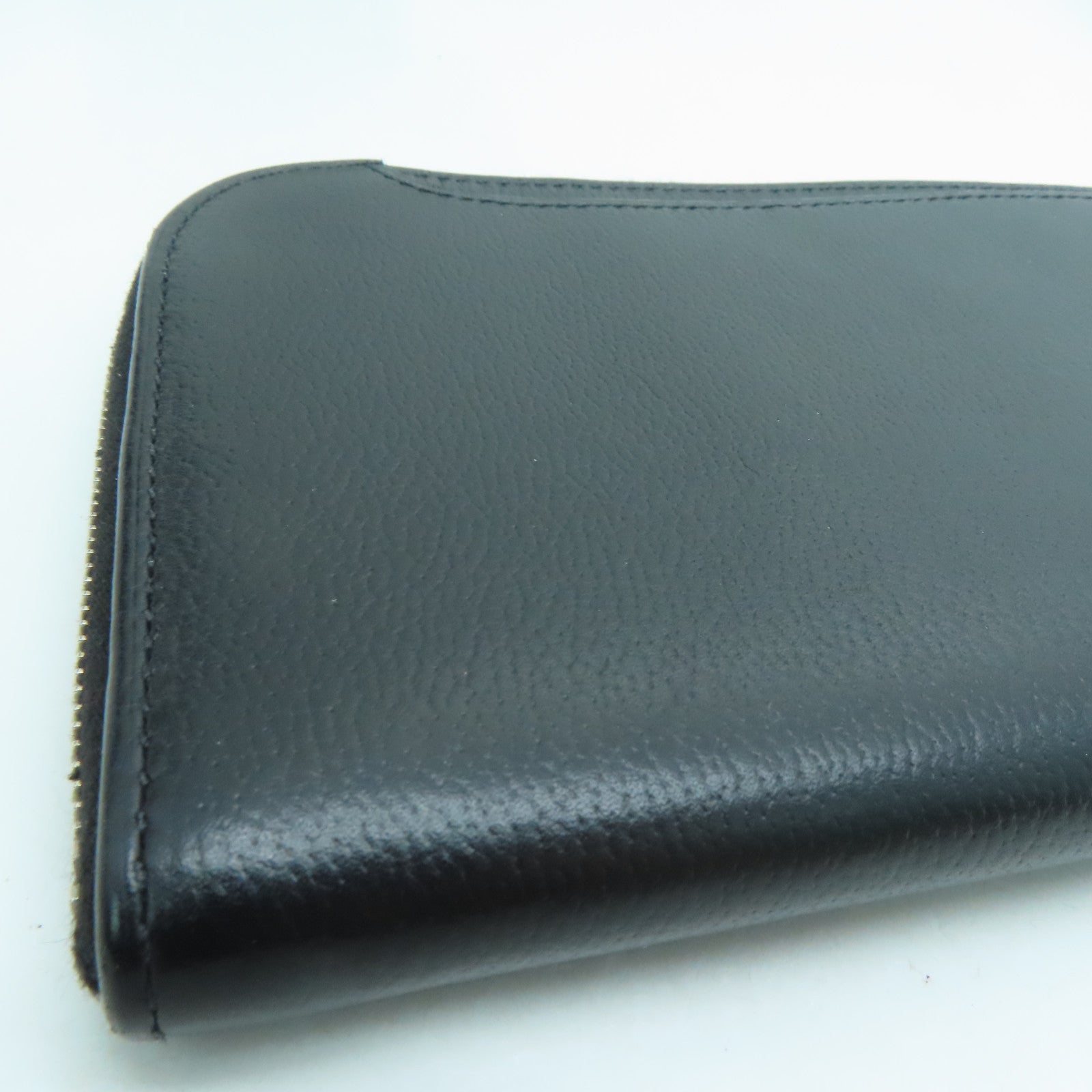 HERMES Allegretto皮革Etui Strap GM銀扣手拿包Noir/黑色