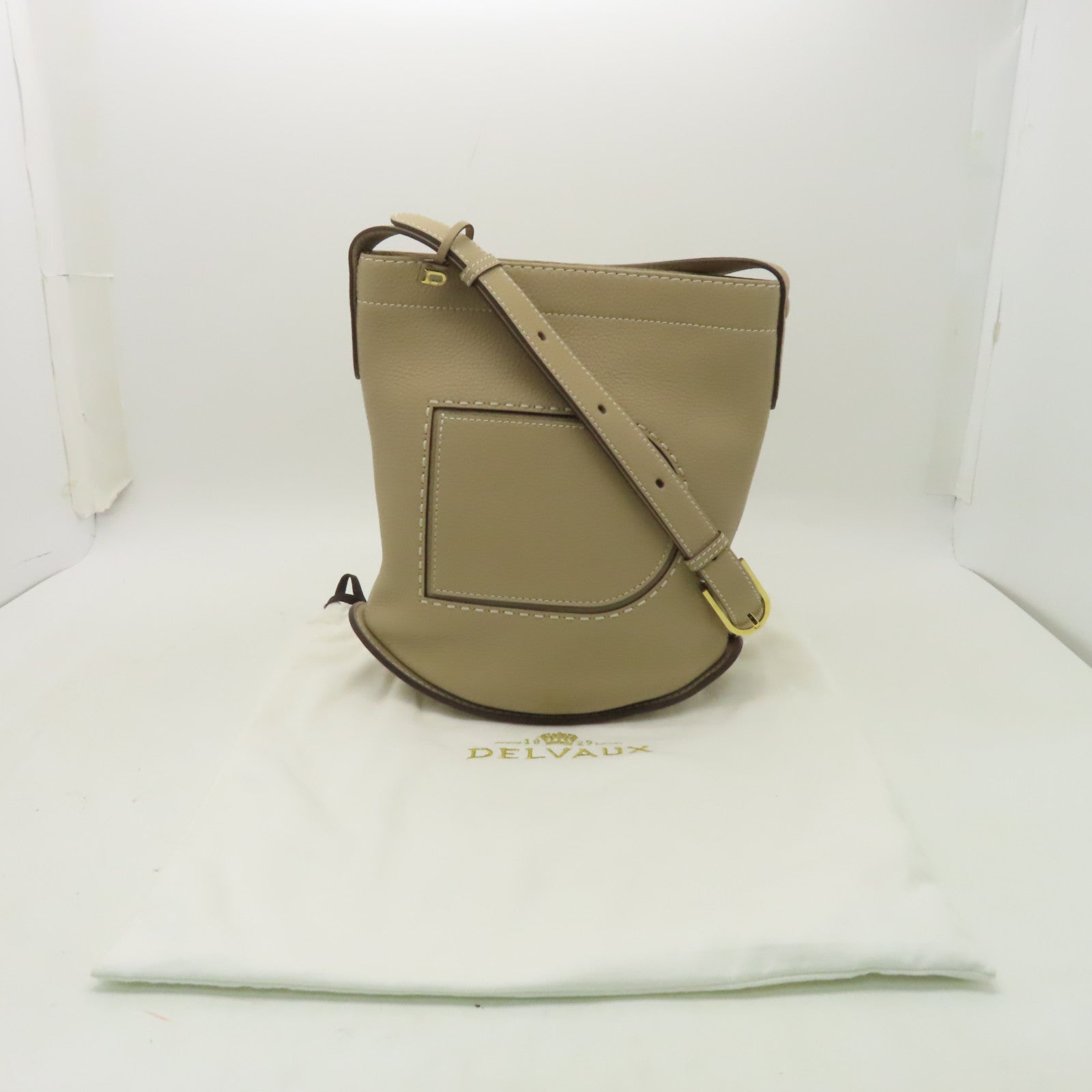 Delvaux 【激減優惠】牛皮皮革Pin Daily金扣肩背袋米色
