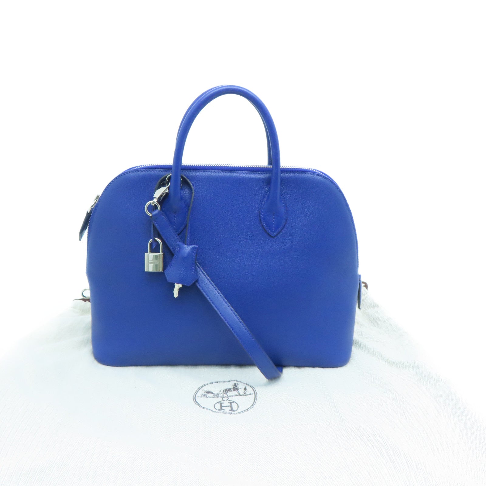 HERMES 【激減優惠】Novillo Bolide 1923銀扣手挽肩背兩用袋Electric Blue/藍色