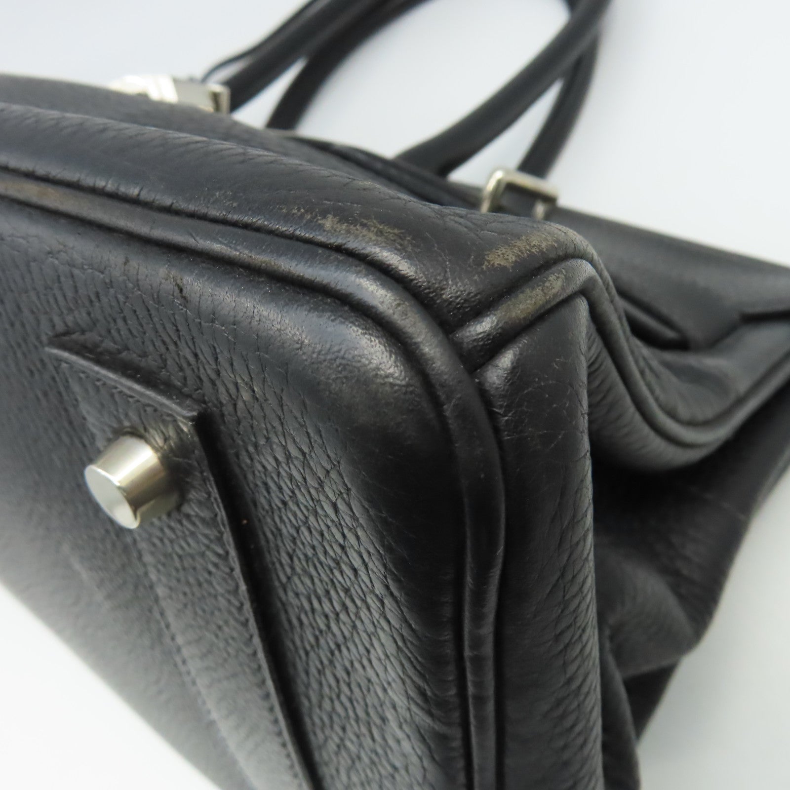HERMES Clemence皮革Shoulder Binkin銀扣肩背袋黑色