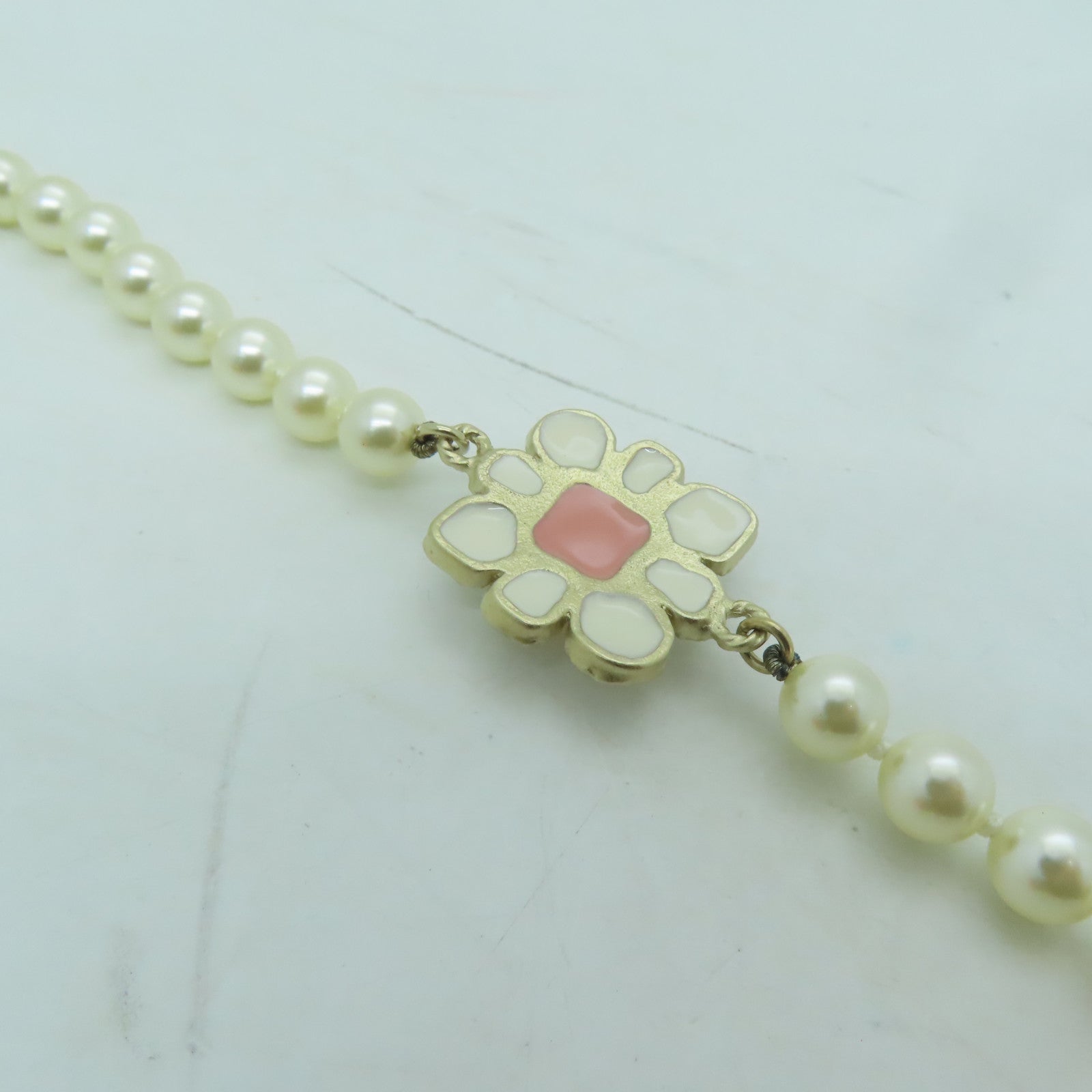 CHANEL 【激減優惠】仿珍珠Necklace項鍊粉紅色/白色