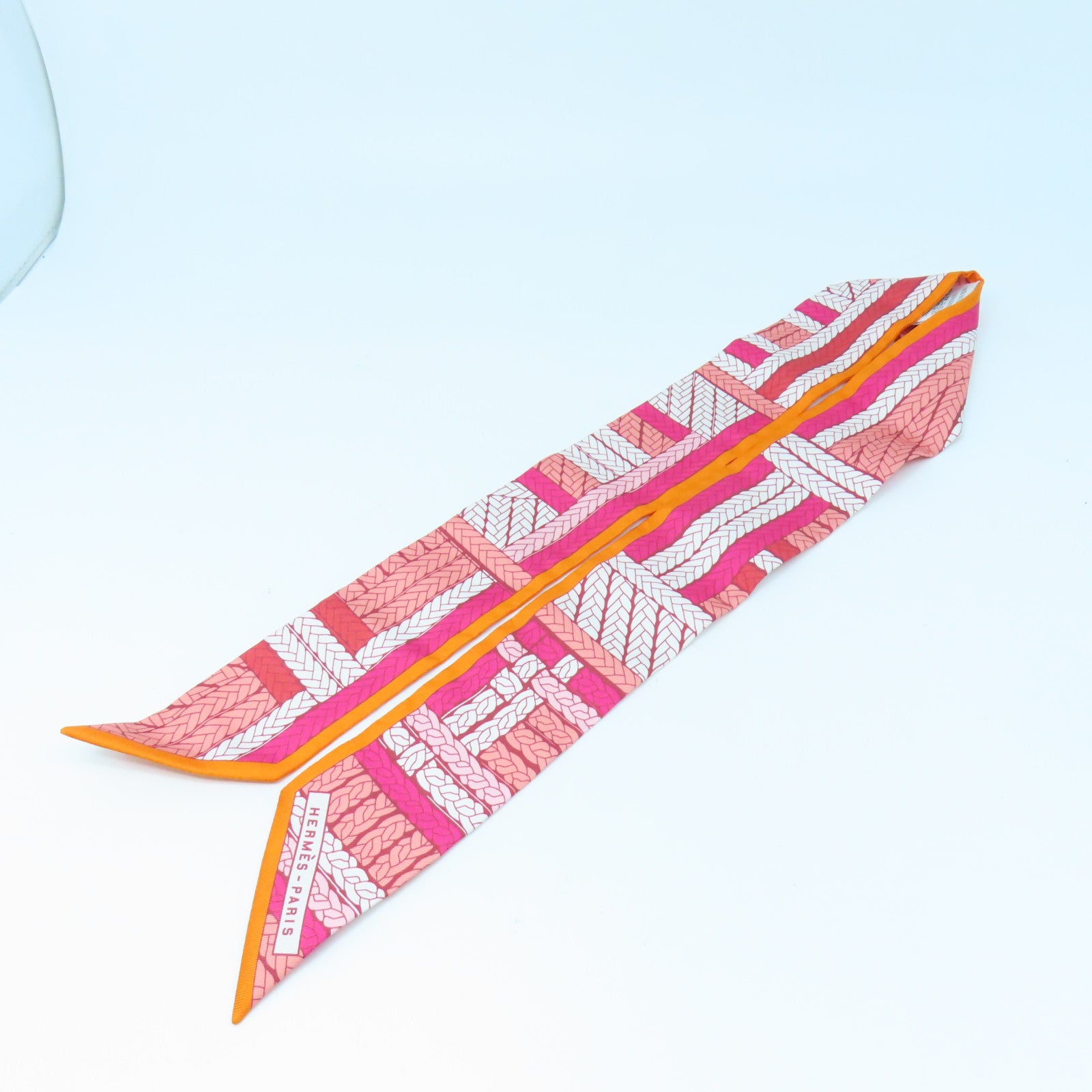 HERMES 【激減優惠】絲質Twilly絲巾橙色/紅色/白色