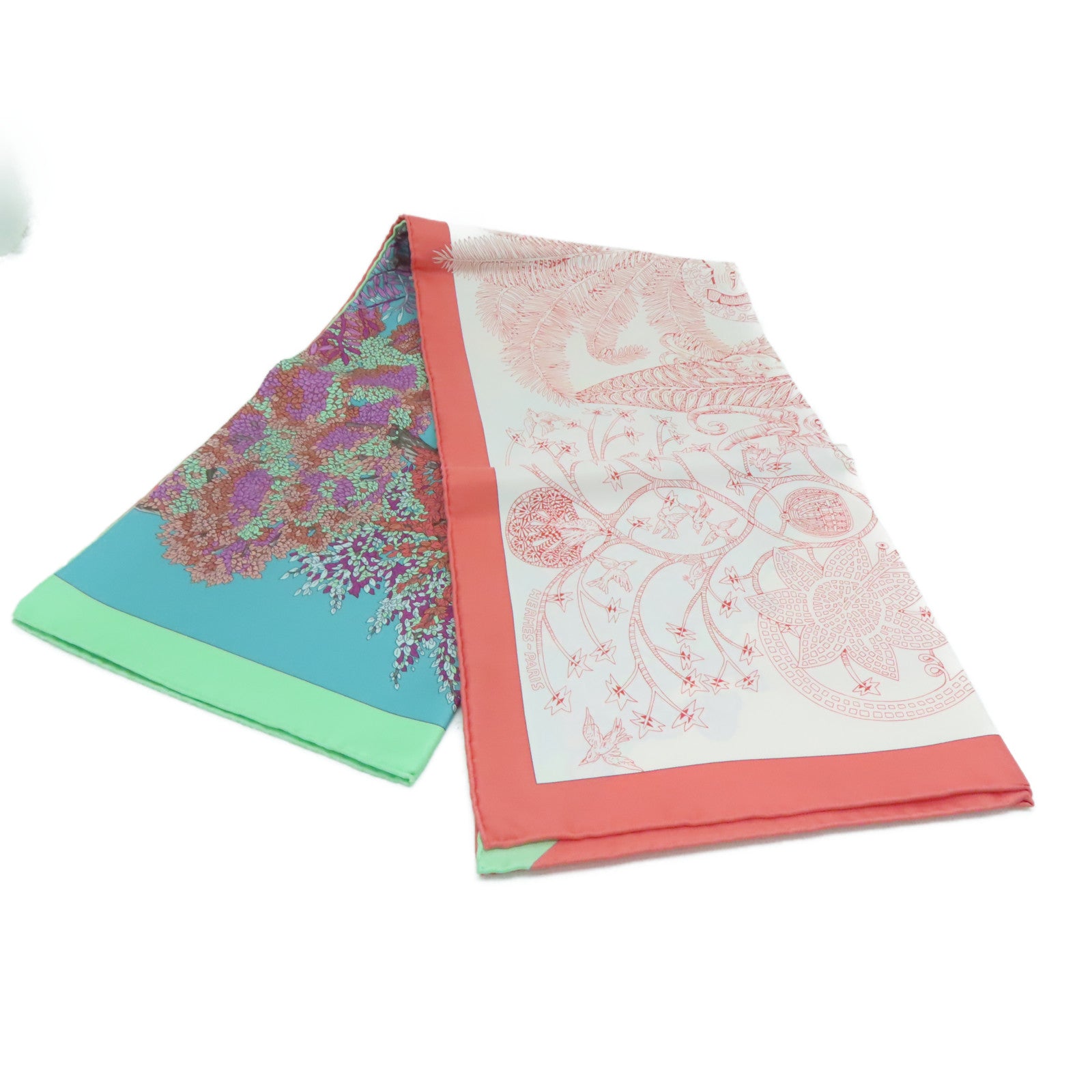 HERMES 絲質Scarf絲巾綠色/橙色/彩色