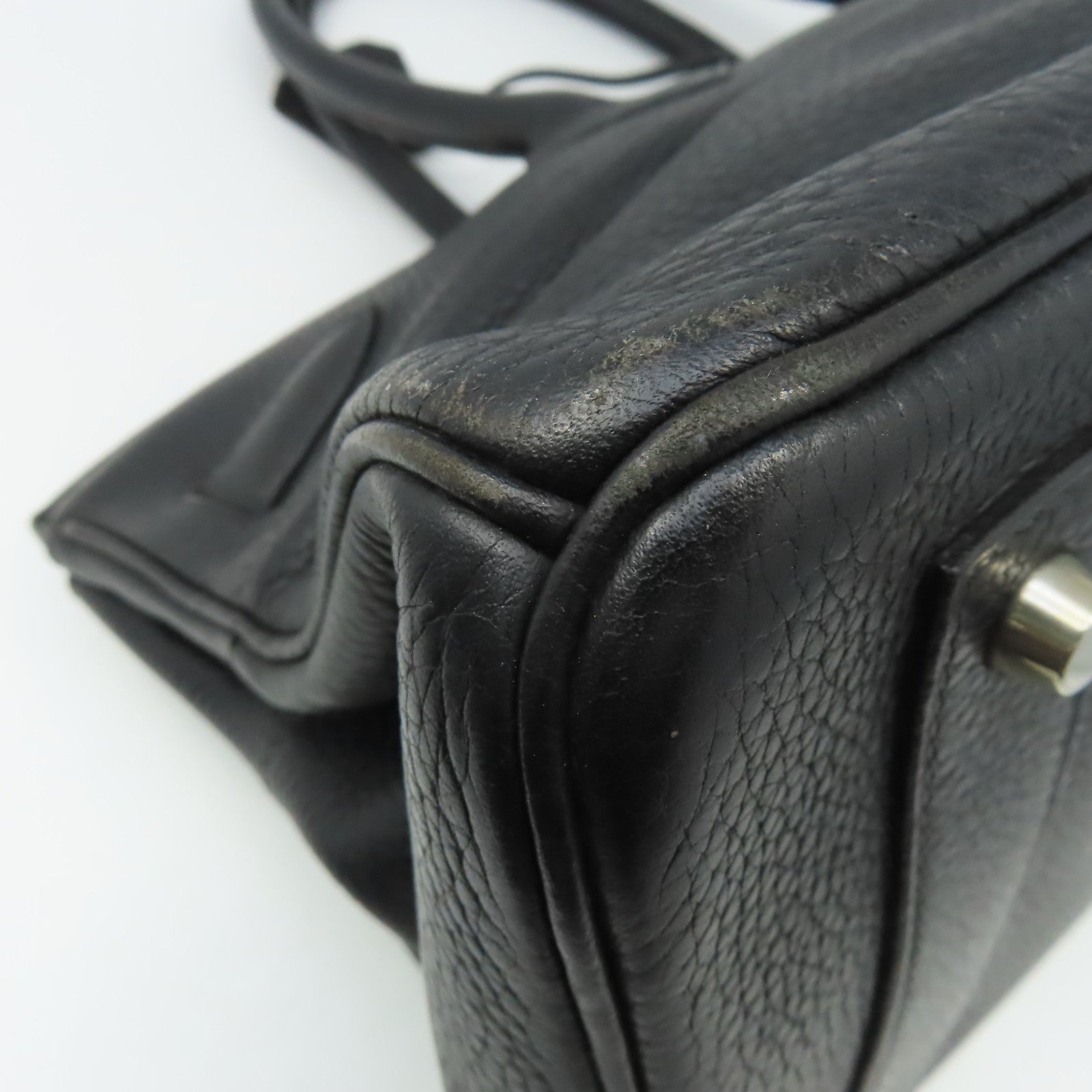 HERMES Clemence皮革Shoulder Binkin銀扣肩背袋黑色