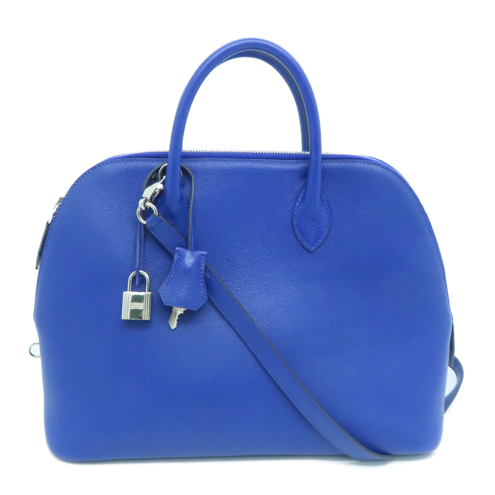HERMES 【激減優惠】Novillo Bolide 1923銀扣手挽肩背兩用袋Electric Blue/藍色
