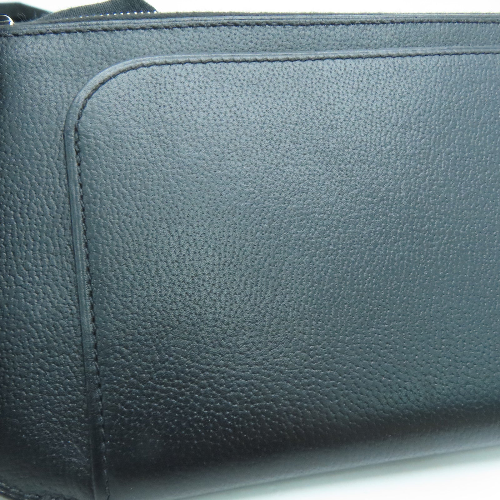 HERMES Allegretto皮革Etui Strap GM銀扣手拿包Noir/黑色