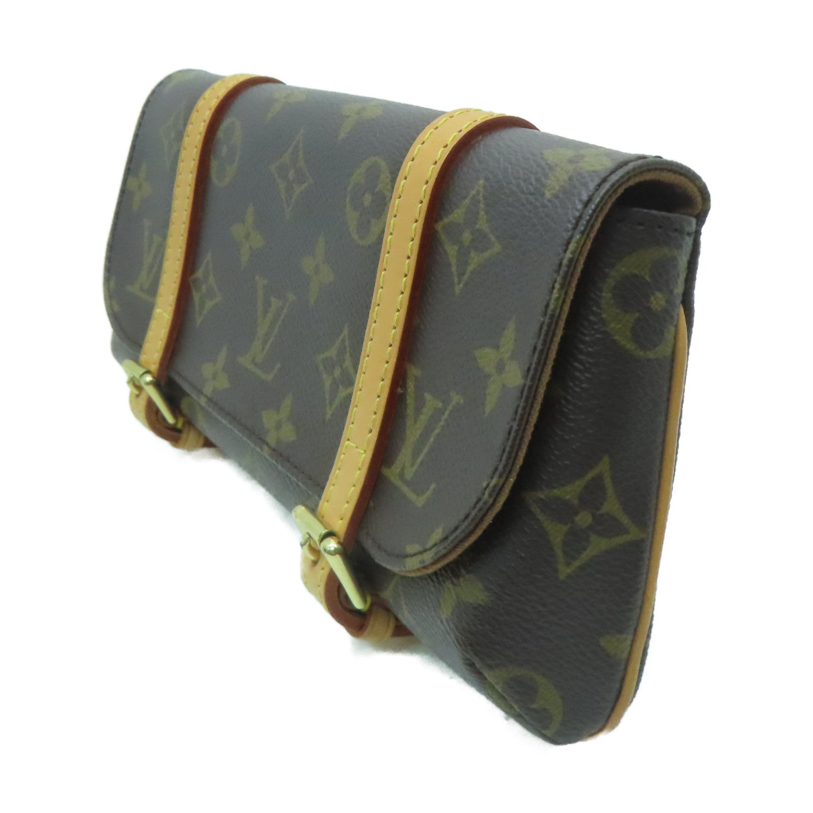 LOUIS VUITTON Monogram Pochette Marelle金扣肩背袋/腰包啡色
