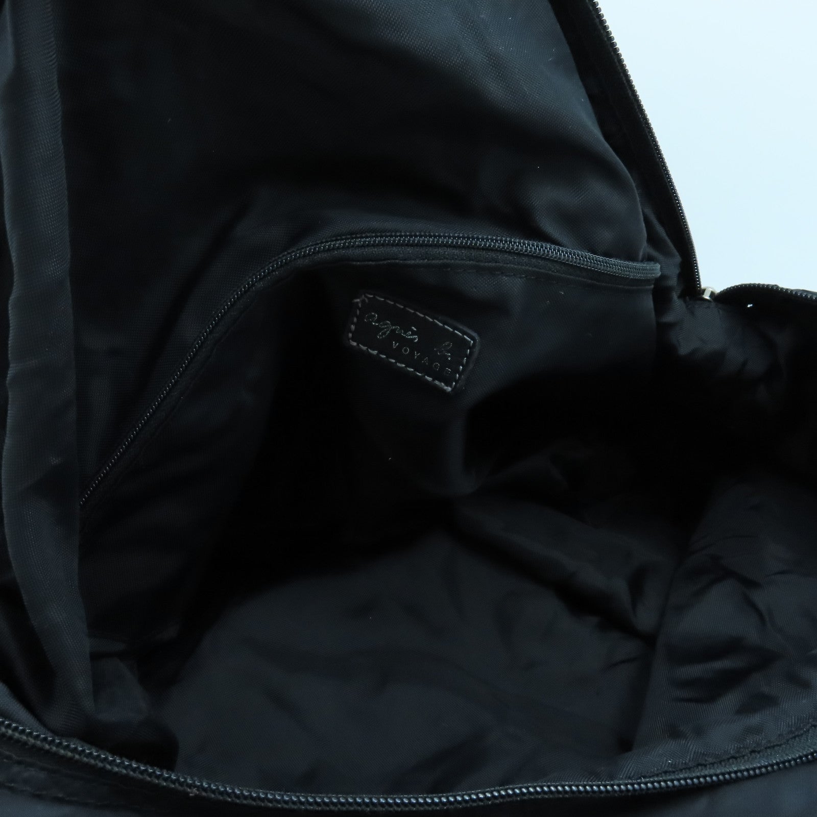 agnes b. 尼龍2way Shoulder Bag銀扣手挽肩背兩用袋黑色