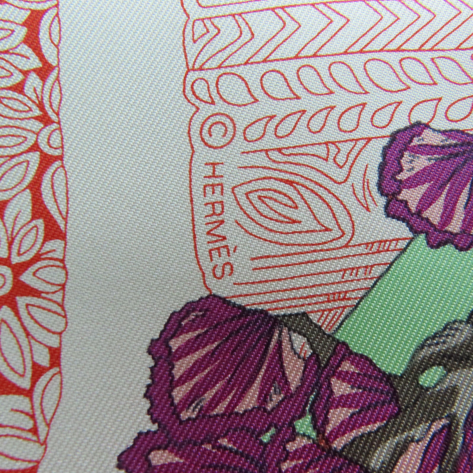 HERMES 絲質Scarf絲巾綠色/橙色/彩色